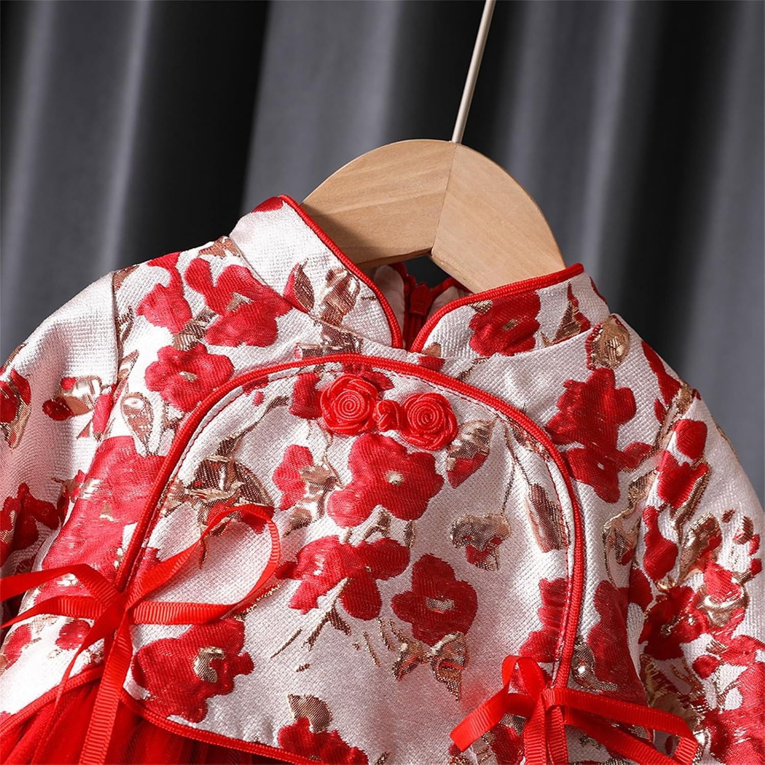 KAGAYD Baby Toddler Girls Chinese New Year Tang Suit Princess Dresses Warm Long Sleeve Parties Outfits