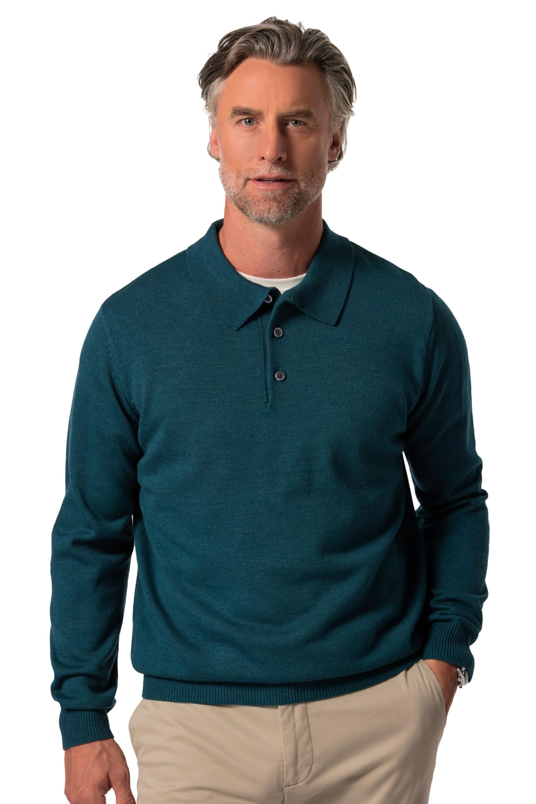 Boston Park Herren große Größen Übergrößen Menswear L-8XL Strick-Poloshirt, Langarm 832930