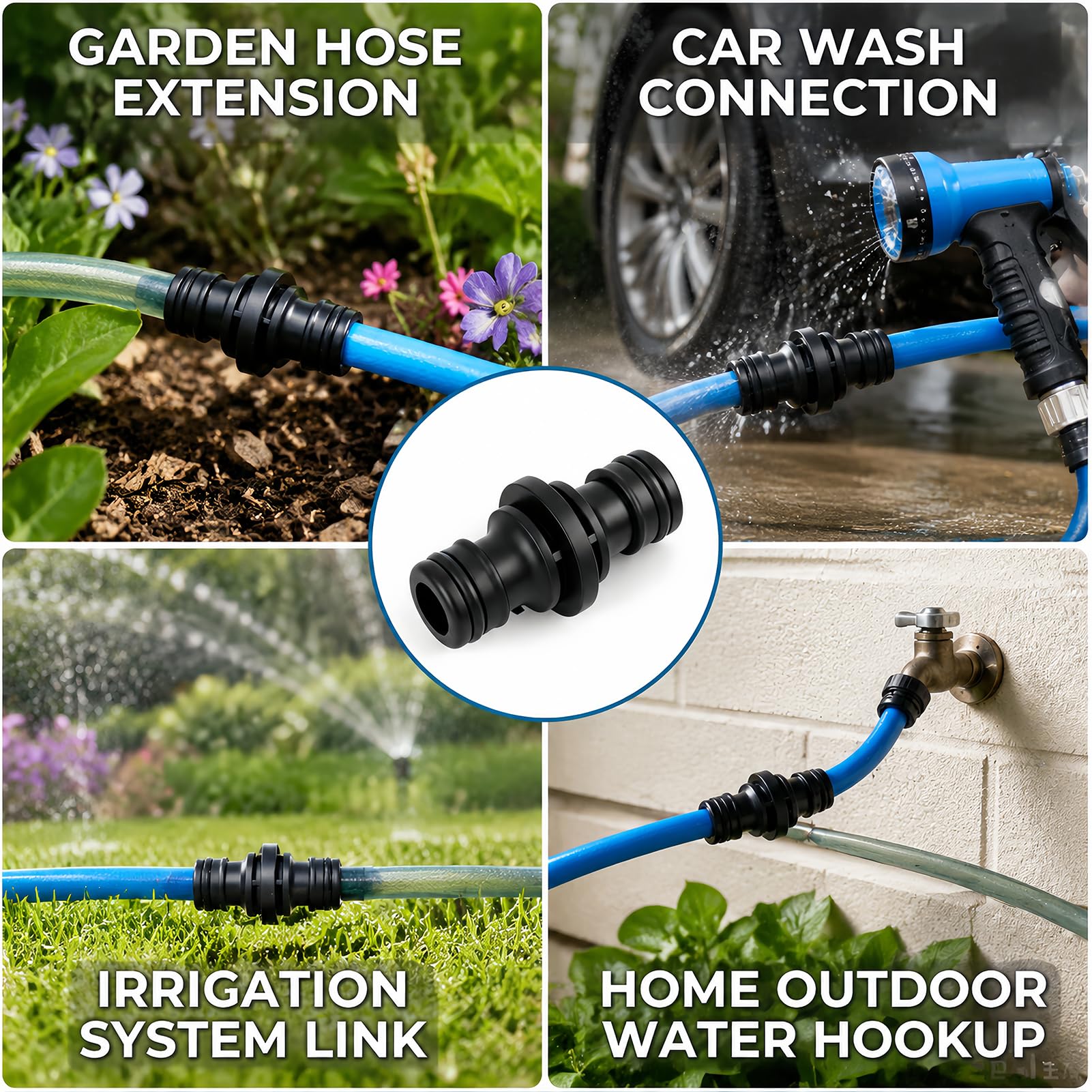 10 acopladores de manguera de 1/2 pulgadas, conector doble para manguera de jardín, conector para manguera de jardín para riego, extensión de manguera de doble cara con conexión rápida
