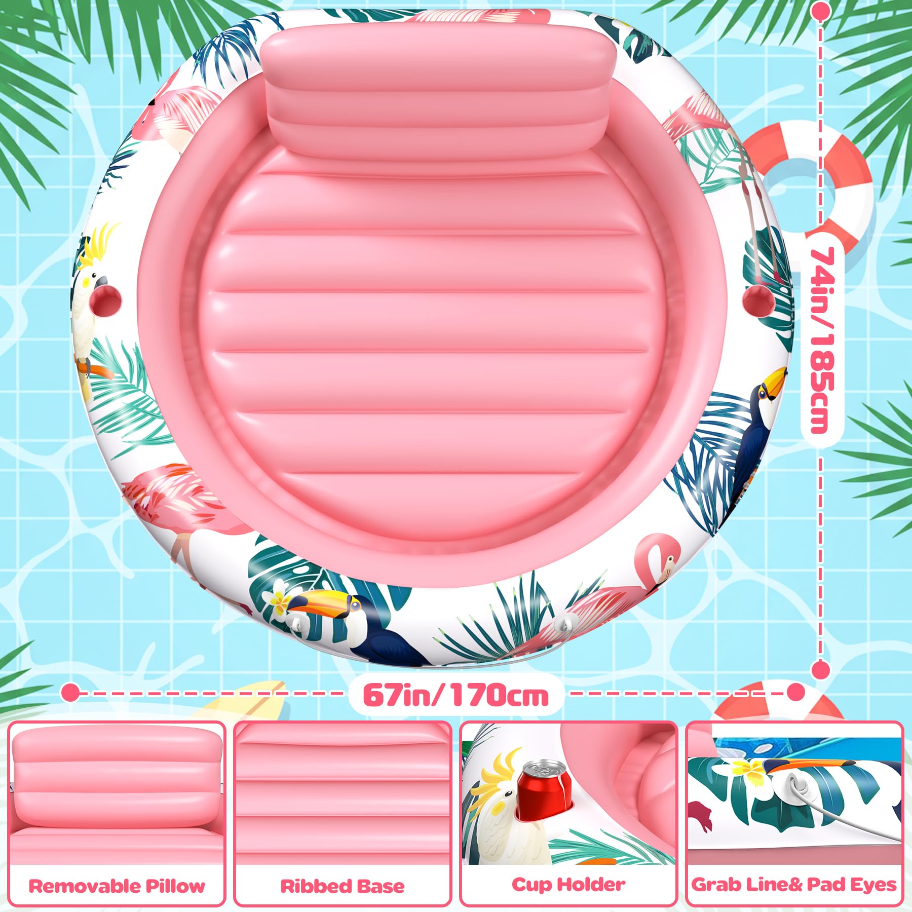 Colchoneta Piscina - Hinchables para Piscina - Flotadores Piscina - Colchonetas Inflables Piscina Adultos - Colchoneta Playa - Colchon Hinchables Inflables Adecuada para Piscina de Playa