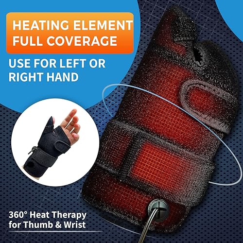 Miniatura 5 de sticro Wrist Thumb Brace Heating Pad for Arthritis and Carpal Tunnel Relief, Hand Heating Pad for Sprains Trigger Thumb, Tendonitis Pain Relief -