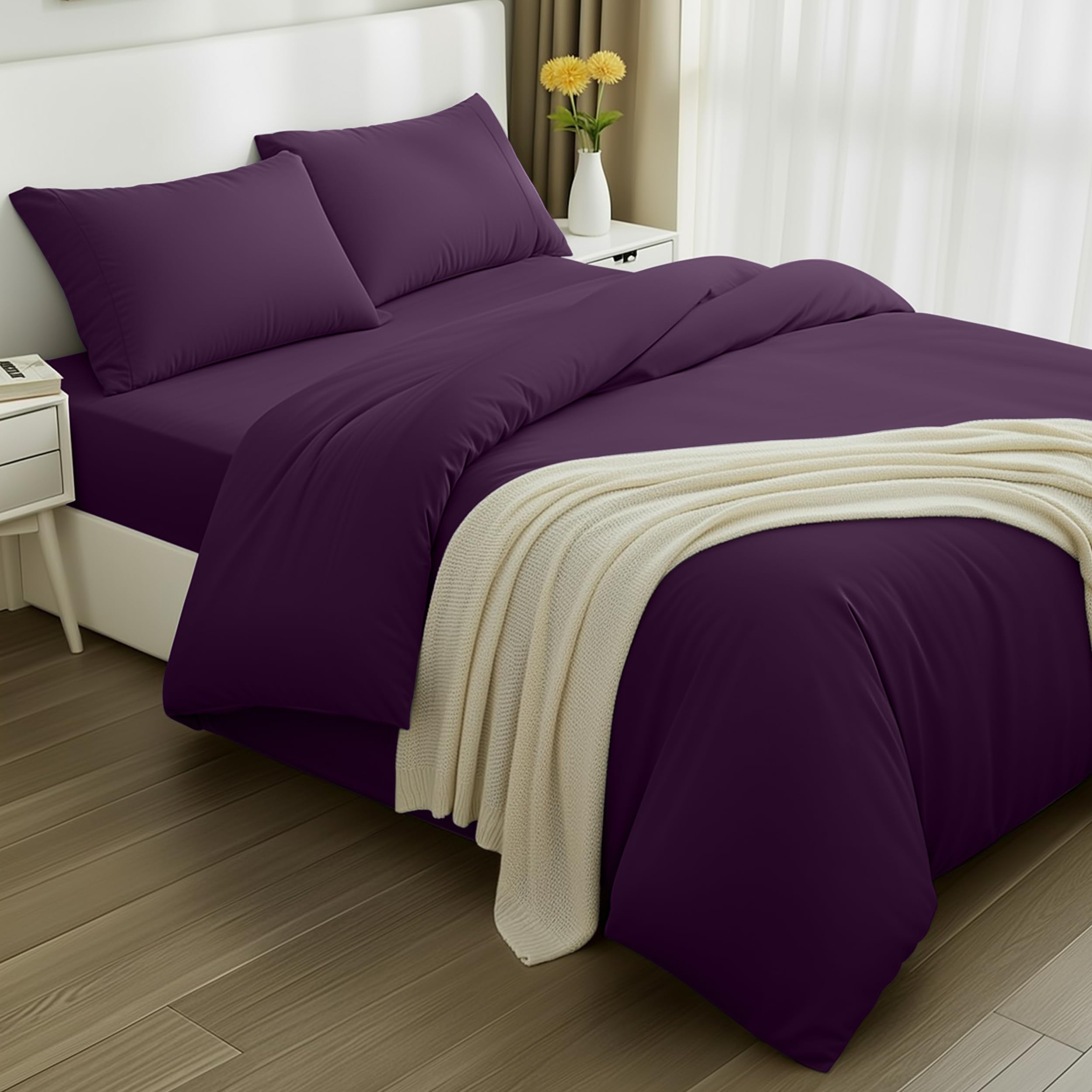 Utopia Bedding - Funda nordica Cama 150, Sabana Bajera 230x220 y Fundas Almohada (50x75cm) - Funda edredon Cama 150 - Juego de Cama de Microfibra cepillada Suave (Gris) — view 25