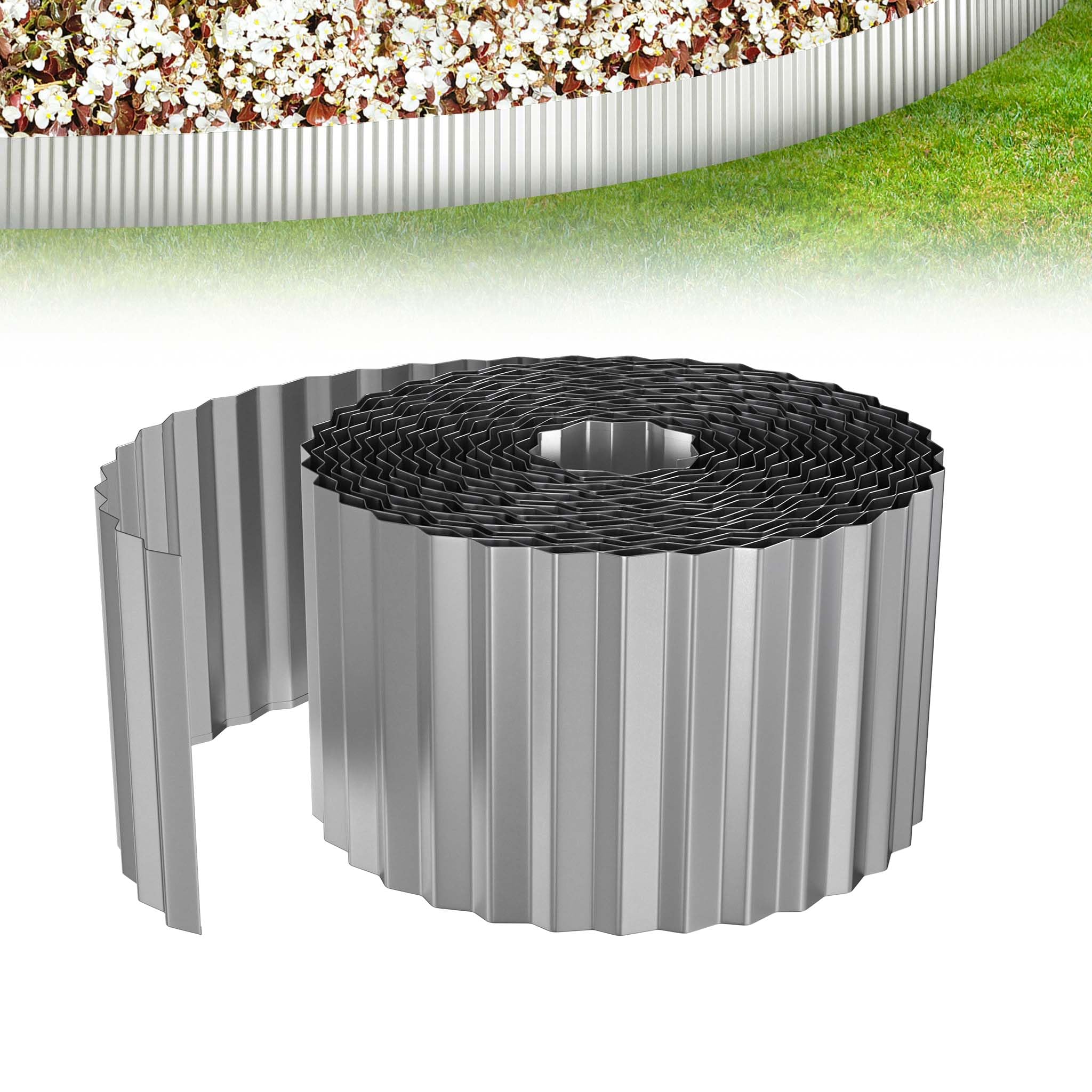 XMTECH Rasenkante Metall, Beeteinfassung für Garten, Flexible Beetumrandung | Robuster Metallstahl mit wetterfester Oberfläche, flexibel für runde oder gerade Formen, für Beete, Rasen und Gartenwege