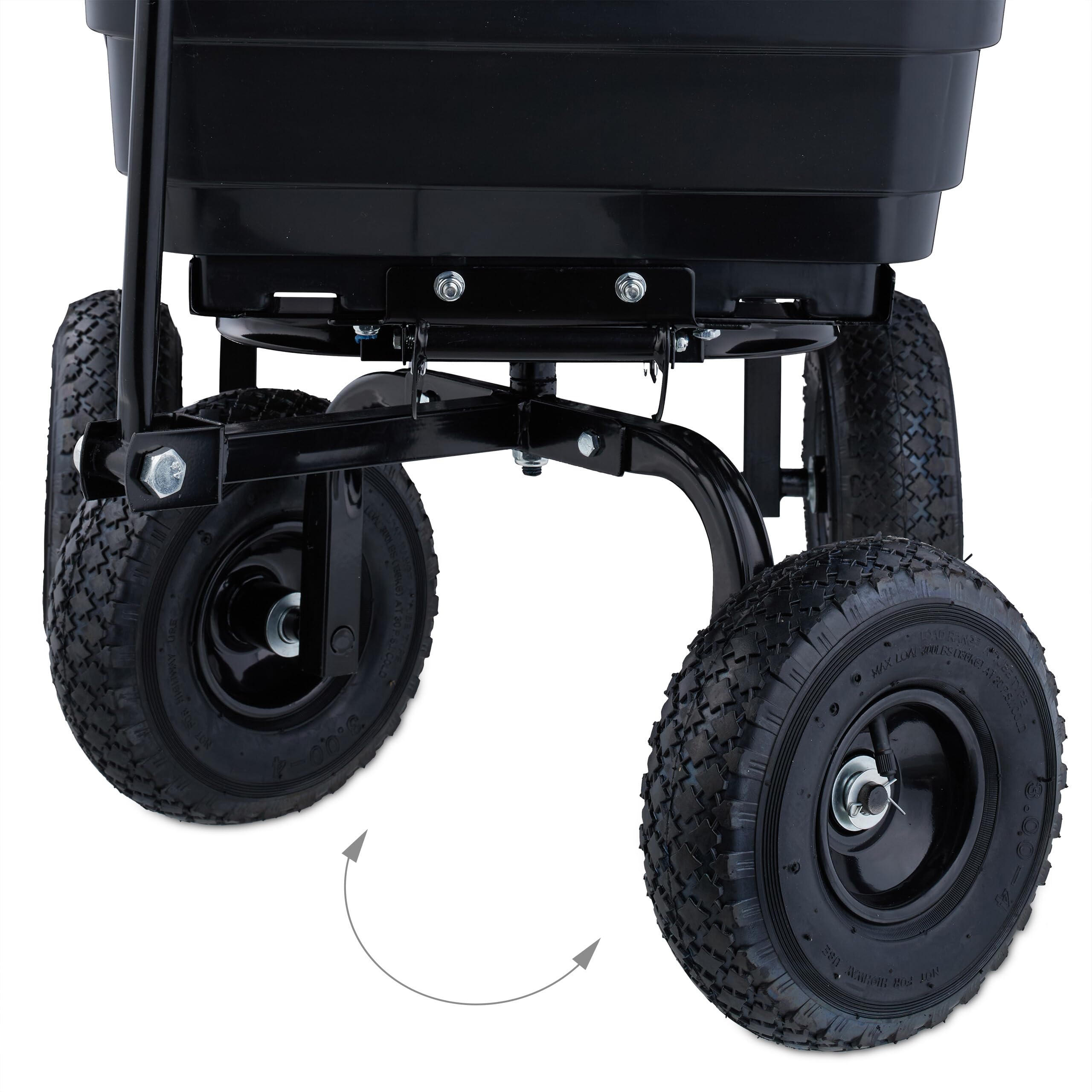 Relaxdays Gartenwagen, mit Kippfunktion, Gartenabfälle, 4 Luftreifen 3.50-4, bis 250 kg, Handwagen zum Ziehen, schwarz