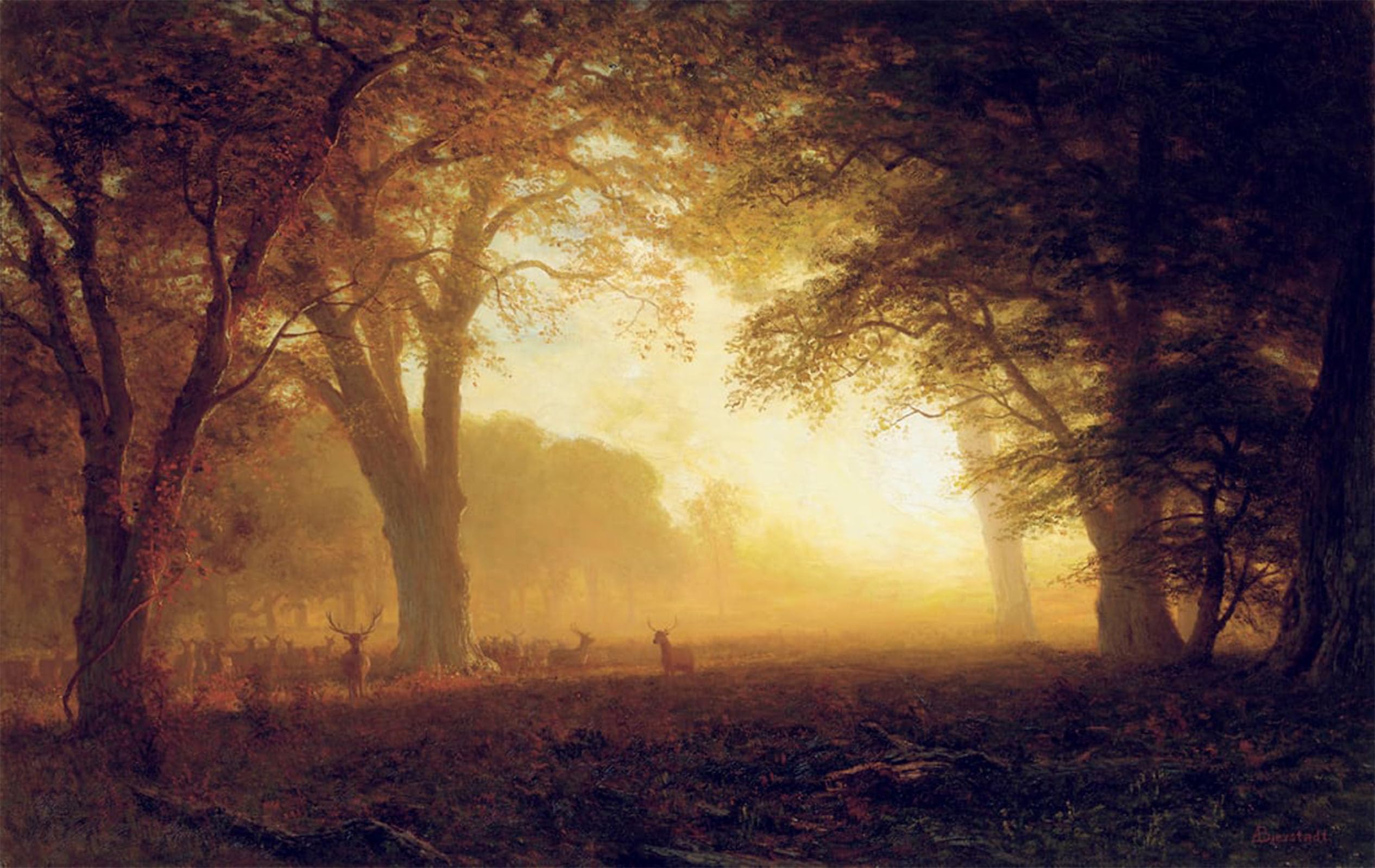 SERENDIPITP Vintage Wall Art Canvas Nordic Poster Canvas Print Picture Golden Light of California by Albert Bierstadt Wall Art Poster for Home Decor 60x90cm