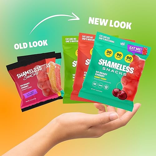 Miniatura 8 de Shameless Snacks - Gomitas keto bajas en carbohidratos sin gluten, paquete de dulces - Sandía, Cereza Beary, Chili Mango