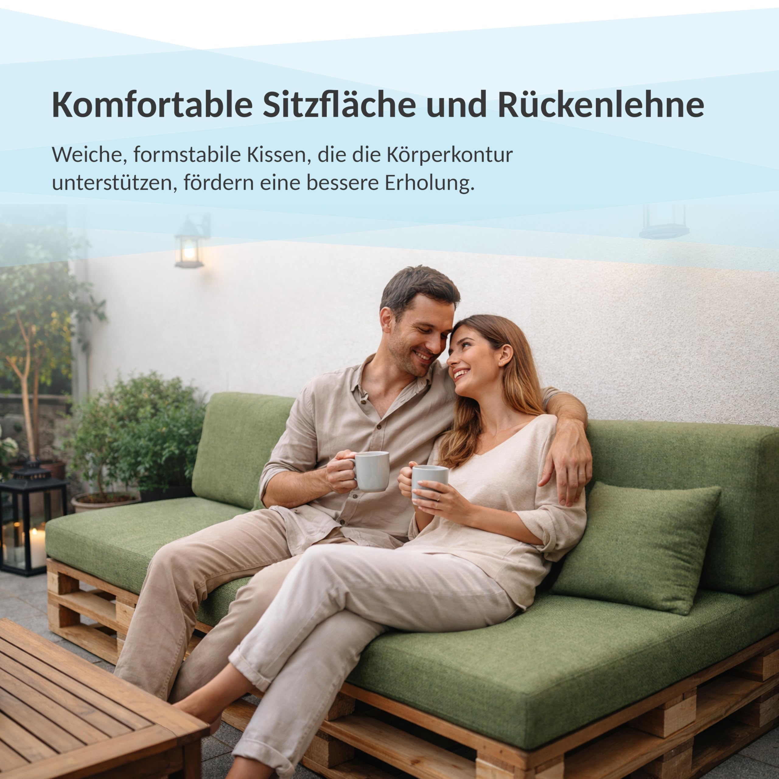 POKAR Palettenkissen Wasserabweisend Palettenauflagen mit abnehmbarem Bezug Palettenmöbel Palettensofa 2er Set: Sitzkissen 120x80 + Rückenlehne 120x40, Anthrazit