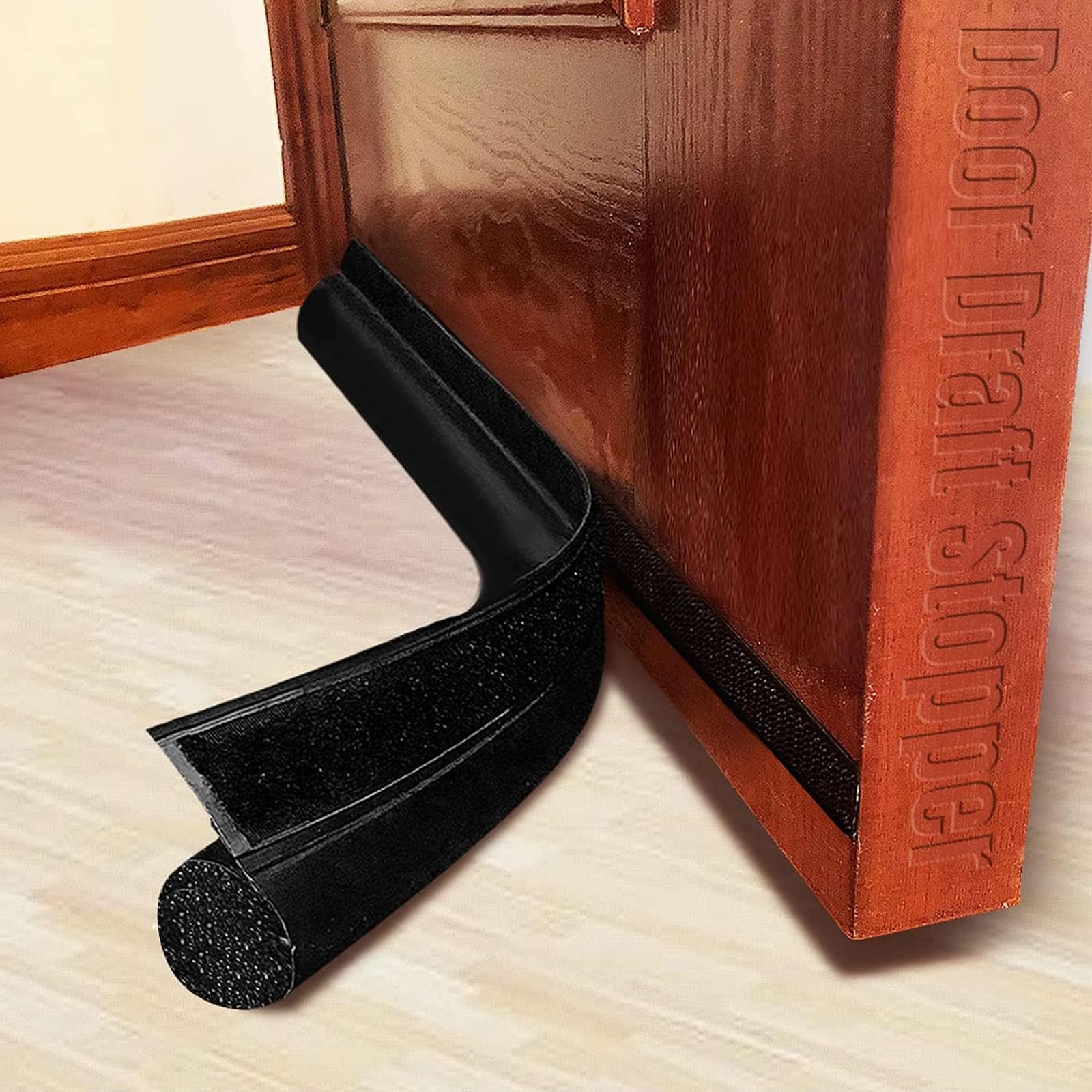 Aputue Door Draft Stopper, Adjustable Door Draft Blocker, Effectively Block Cold Air, Noise, Wind and Dust Door Bottom Seal, Under Door Draft Stopper for Interior, Exterior Doors
