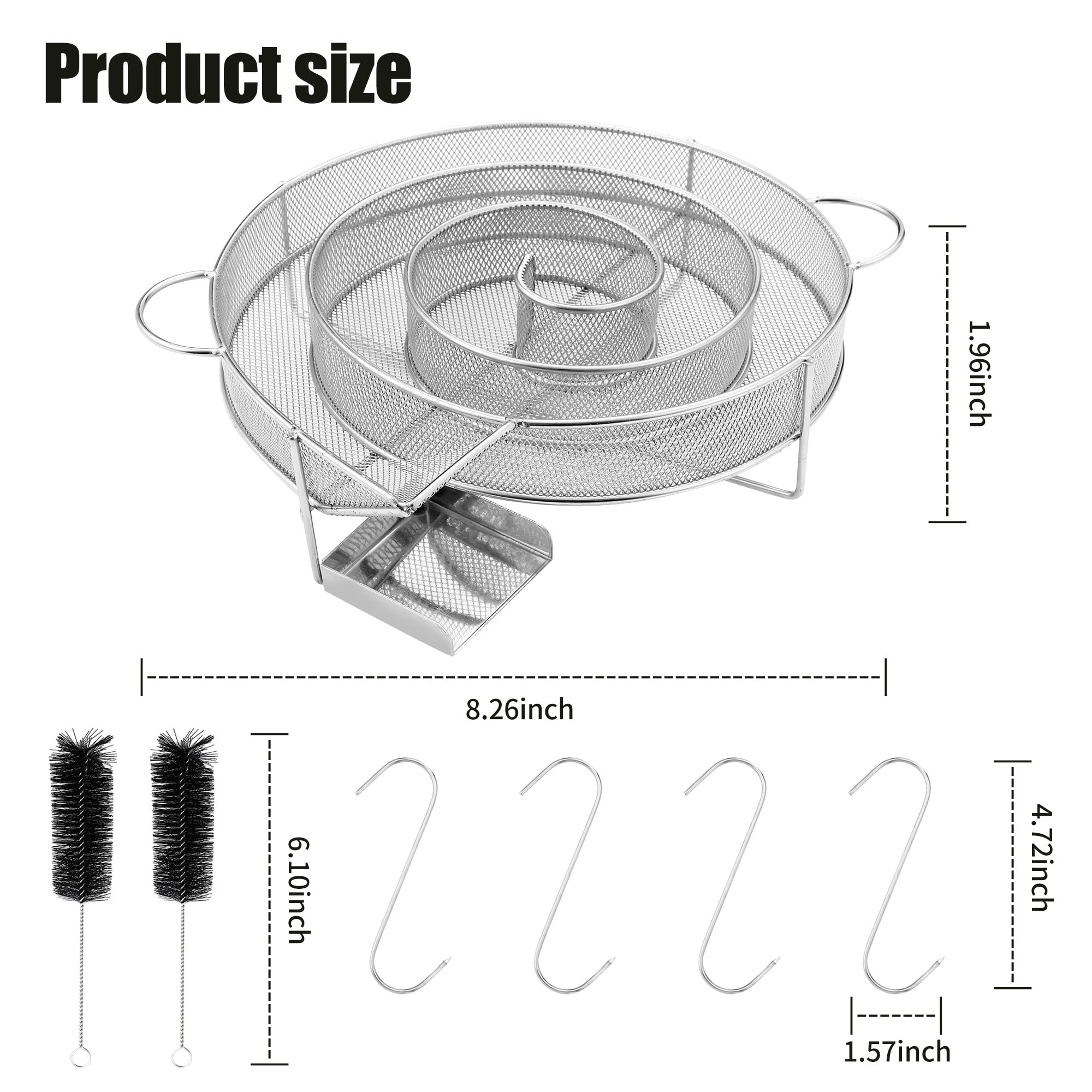 Affumicatore Barbecue Portatile,Generatore Fumo Freddo con Manico,Con 2 Spazzola, 4 Ganci,per griglie, affumicatori e forni per affumicatura, riutilizzabili