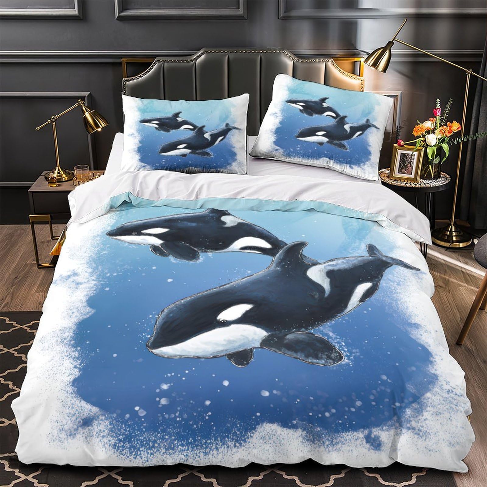 Linge de lit orque 3D en microfibre anti-plis avec fermeture éclair