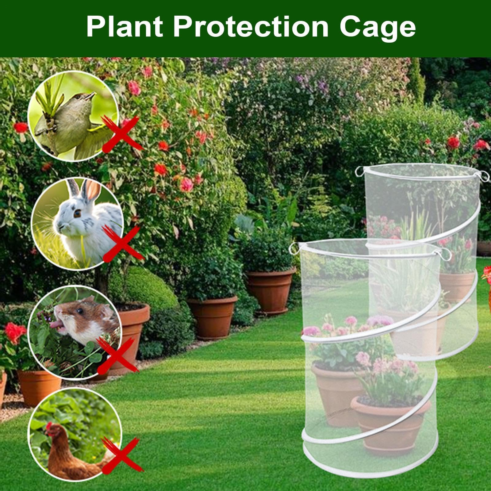 Tienda de protección para plantas, 4 piezas, barrera para animales con 16