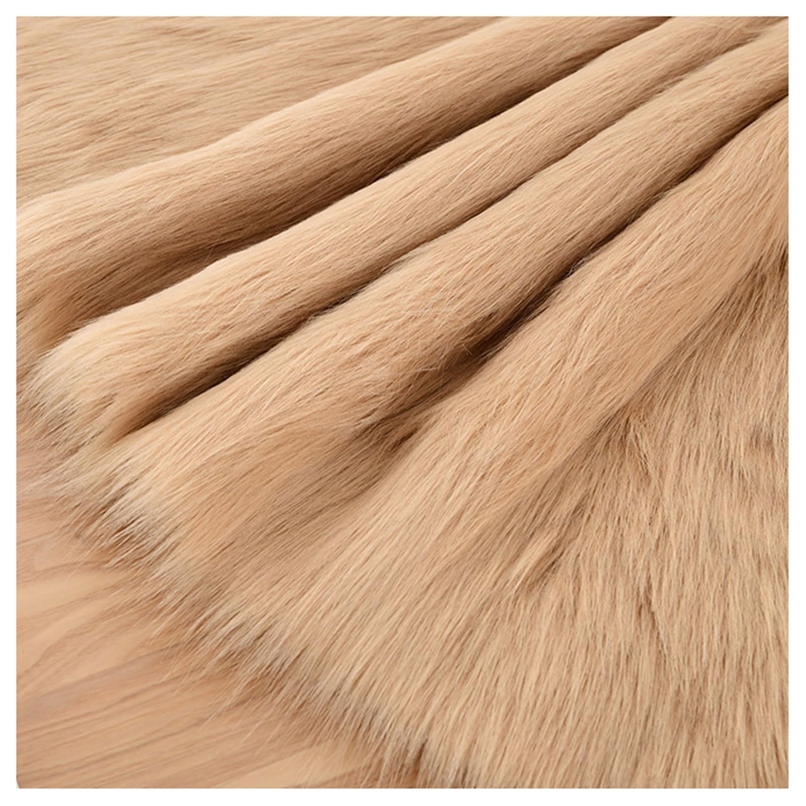 Long Pile Faux Fur Fabric, Fluffy Decorative Fake Fur Material, 5cm Soft Plush Faux Imitation Fur Material For Fancy Dressed, Costume, Cosplay, Gnome Beards, Art Crafts, Fursuit, 50x50cm(Color:Camel-c