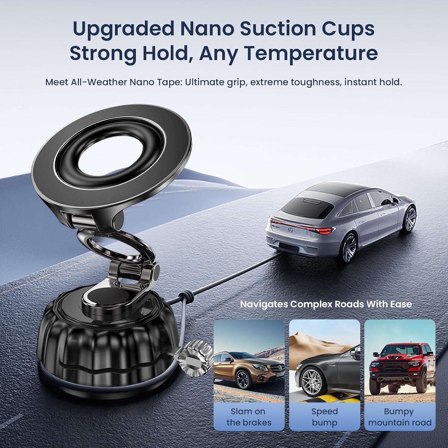 Magnetic Car Phone Holder 720° Rotating Foldable Suction Cup Phone Mount Universal for Dashboard Windshield and Gym Compatible with iPhone 17-12 Series and Android
