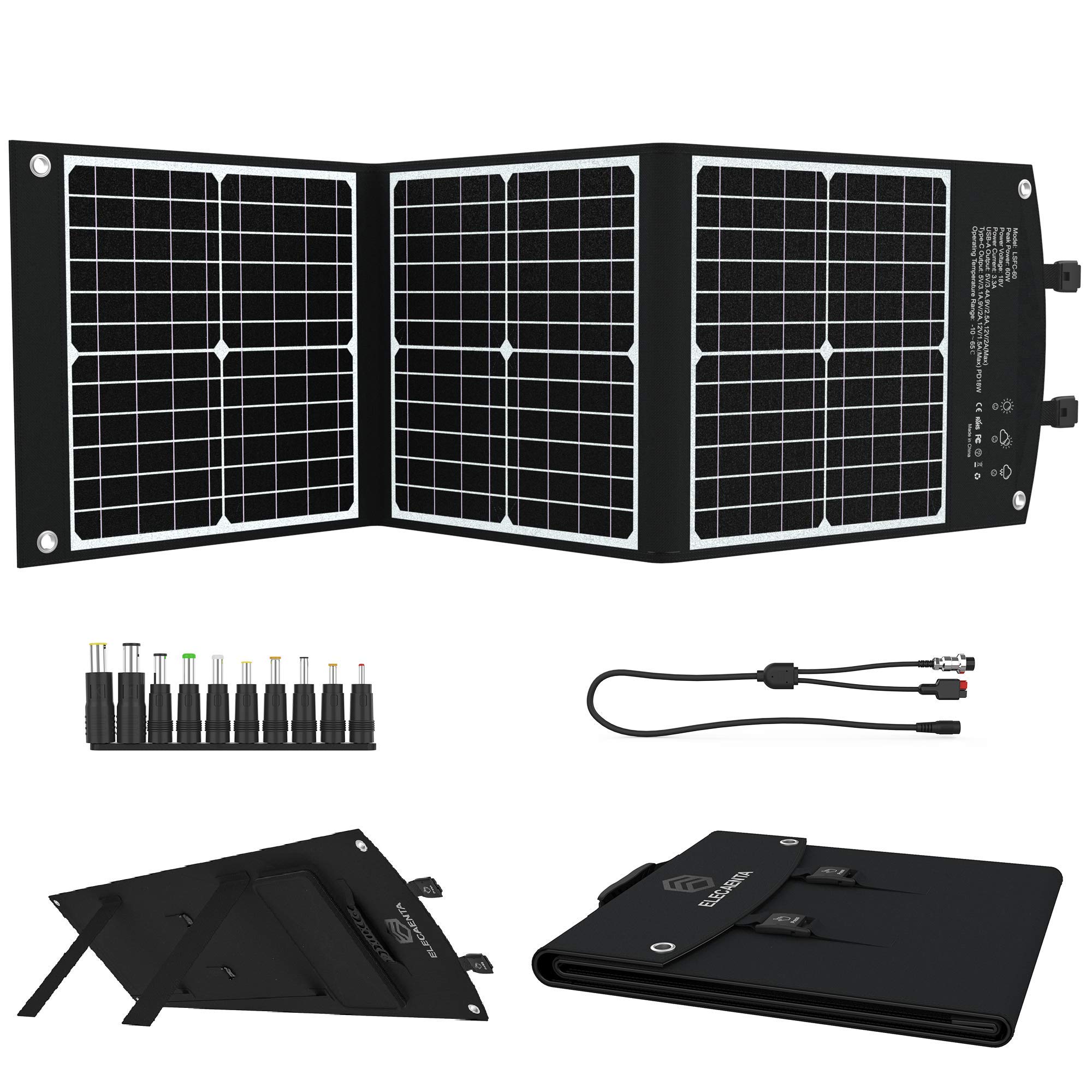 Buy ELECAENTA 60W Foldable Solar Panel ETFE Solar Charger TypeC PD18W