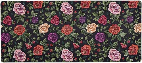 ALAZA Retro Rose Flowers Leaves Large Gaming Mouse Pad Big Mousepad Mice Keyboard Mat with Non-Slip Rubber Base for Computer Laptop Home & Office,