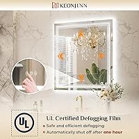 Vista 6 de Espejo de baño LED Keonjinn de 40" x 24" con iluminación frontal y trasera, 3 temperaturas de color continuas y espejo de tocador regulable
