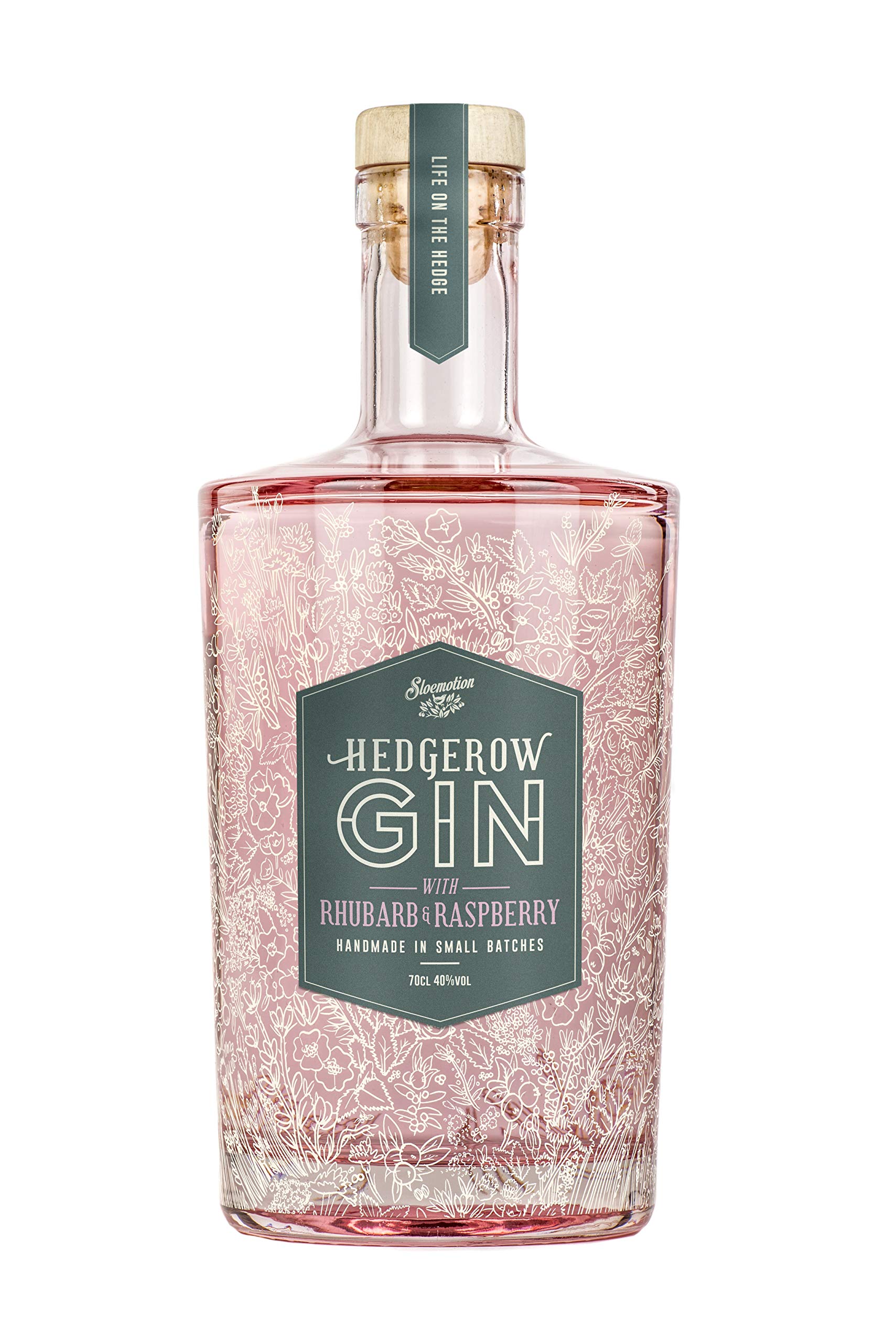 Hedgerow Spirits Rhubarb & Raspberry Gin, 40% ABV, Botanicals of Juniper, Coriander, Angelica, Orris & Bay, 70 cl Glass Bottle
