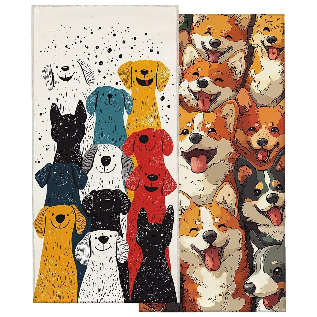 Serviette de Plage Serviette Microfibre, Drap de Bain 80x160cm 2PC, Séchage Rapide Grande Serviettes de Bain, Légères Anti Sable Drap de Plage Microfibre pour Sport Voyages, Cadeau Homme (Chien) -3685