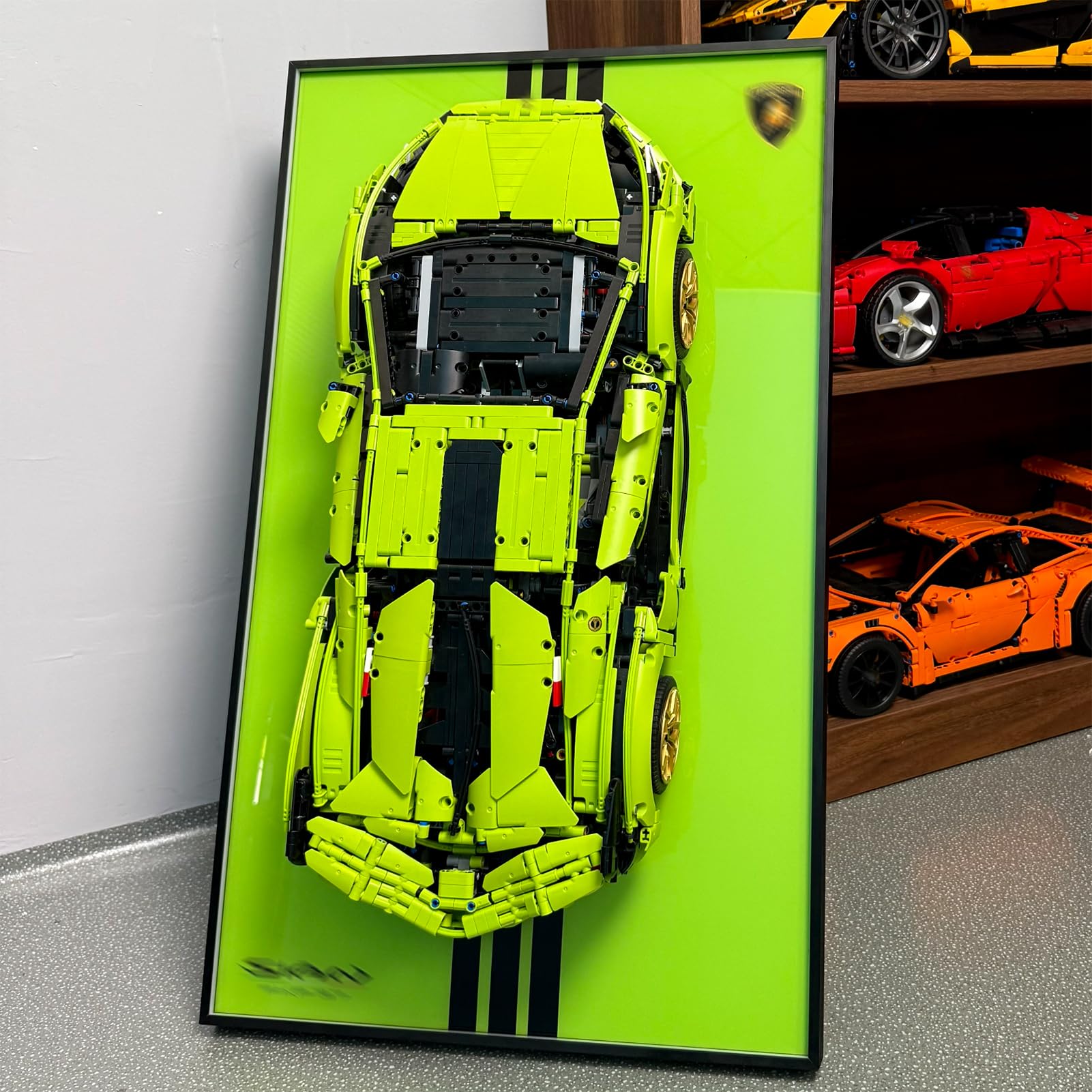 NOVDA Wall Display Board Compatible with Lego Technic Lamborghini Sián FKP 37 Sports Car Model, 42115 Frame & Wall Mount Case for Home Office Collection Display, 29.53x17.72Inch (Excluding Models)