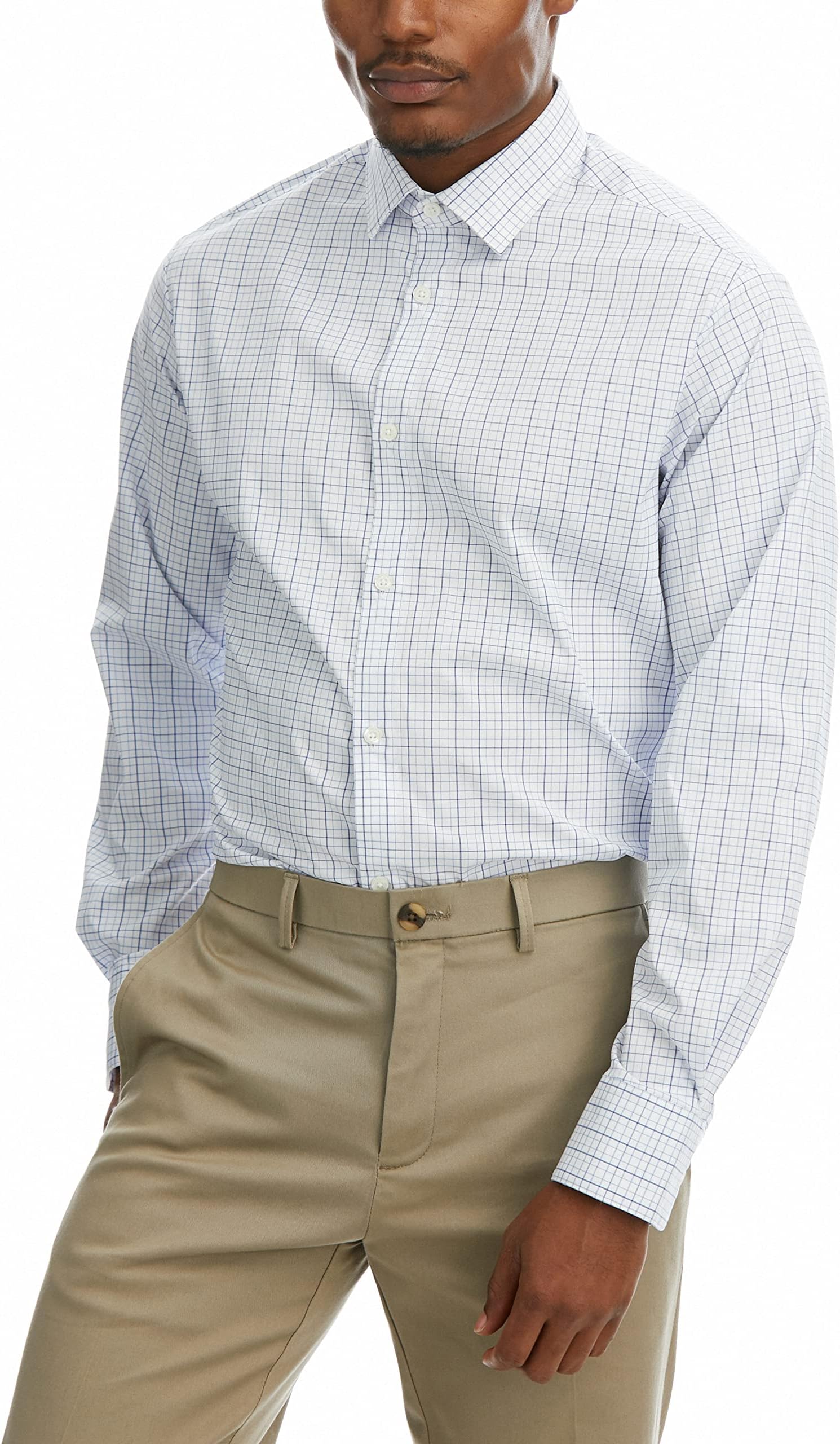 HAGGAR Men's Premium Performance Dress Check Shirt