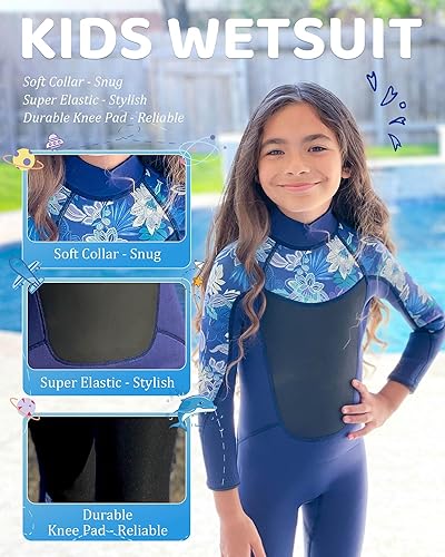 Miniatura 2 de XUKER Traje de neopreno para niños de 0.118 pulgadas, con cremallera trasera, de neopreno, mantiene el calor, cuerpo completo para deportes