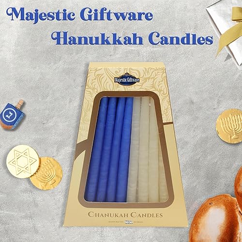 Miniatura 32 de Majestic Giftware Velas de Hanukkah CP11 45 velas de Janucá hechas a mano sin goteo para las 8 noches de Hanukkah Cera de alta calidad