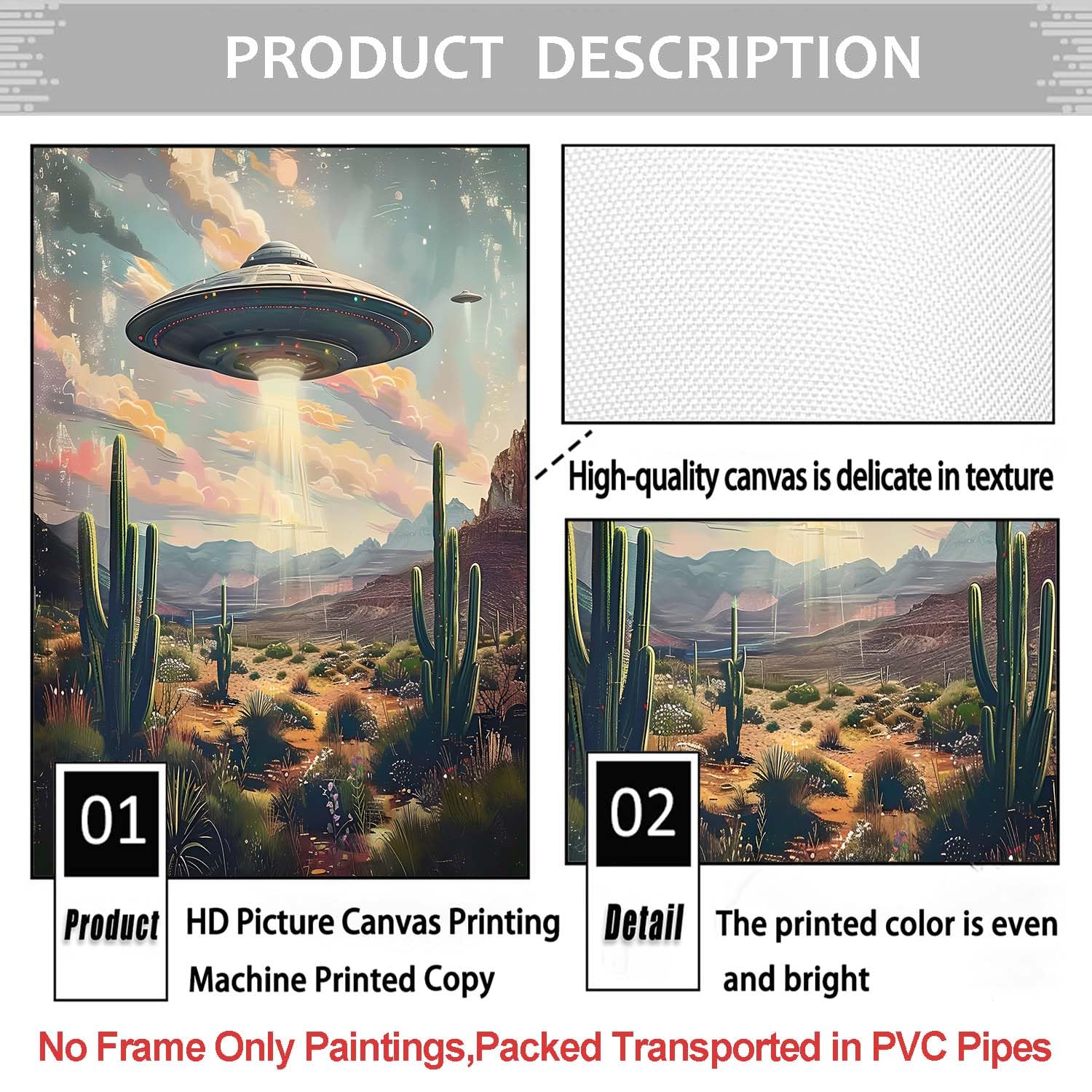 Amazon.com: Retro Ufo Extraterrestrial Canvas Wall Art Home Decor
