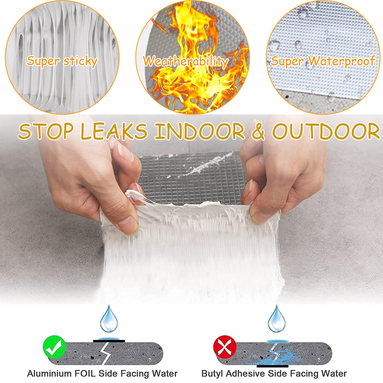 Nastro Butilico Impermeabile con Foglio di Alluminio 4in x 16ft, Nastro Sigillante Super Adesivo con Spatola Inclusa, Ideale per Riparazioni Tetto Camper, Perdite su Finestre, Tubi e Barche