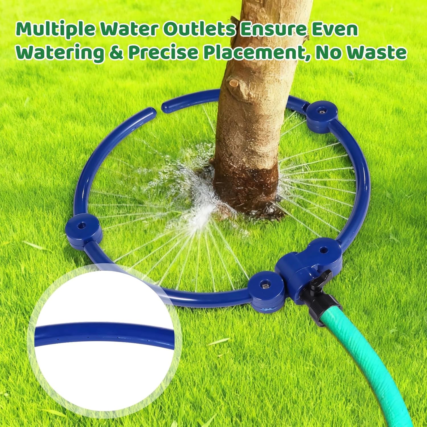 Adjustable Root Irrigator Tree Watering System, 360 Degree, Us Connector, Flexible Kit, 13-37 in Diameter, Blue