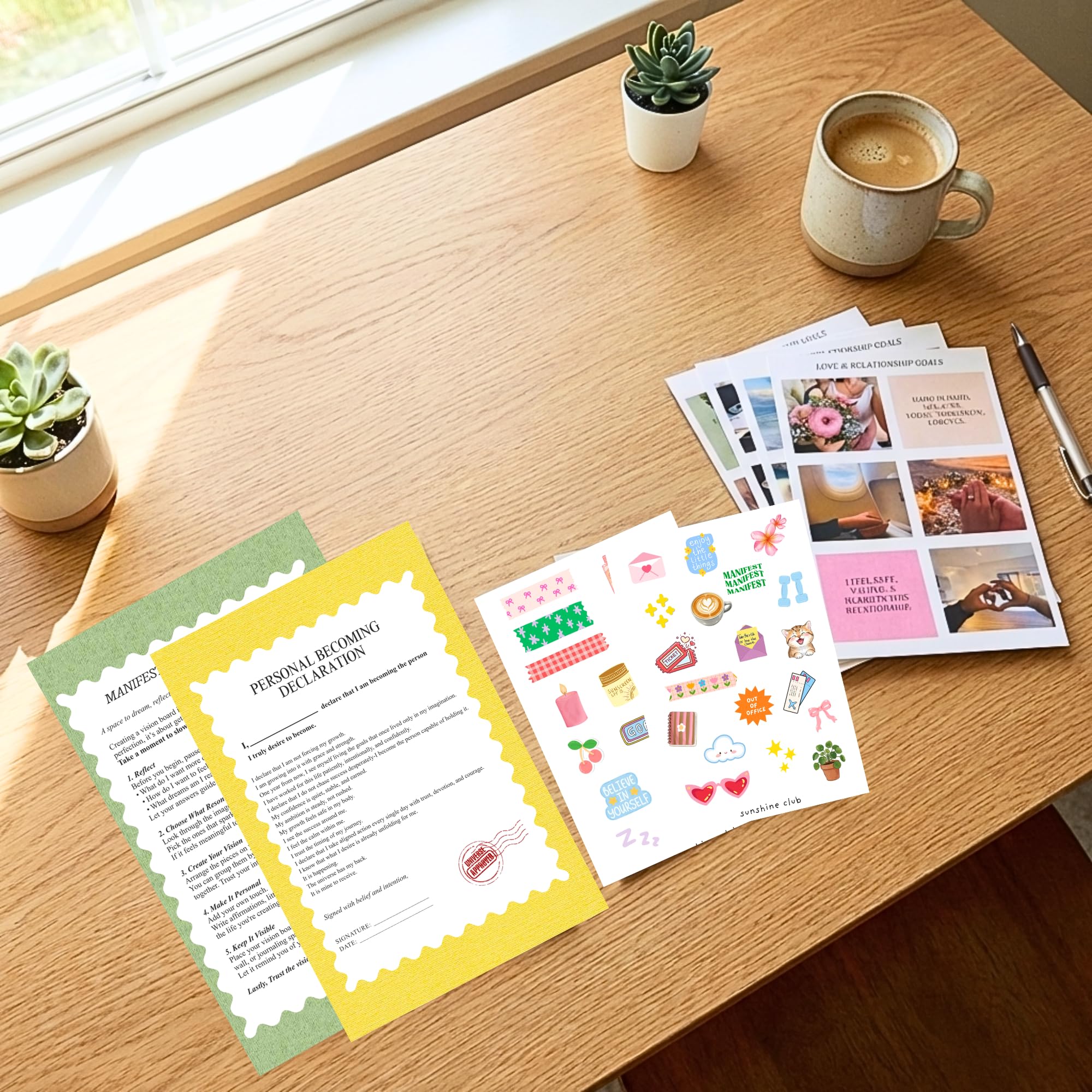 Vision Board & Manifestation Kit | 115+ Images | 20 Vision Sheets | 2 Sticker Sheets | Instruction & Personal Declaration Guide | Premium & Aesthetic Design | Perfect for Gifting-image-22