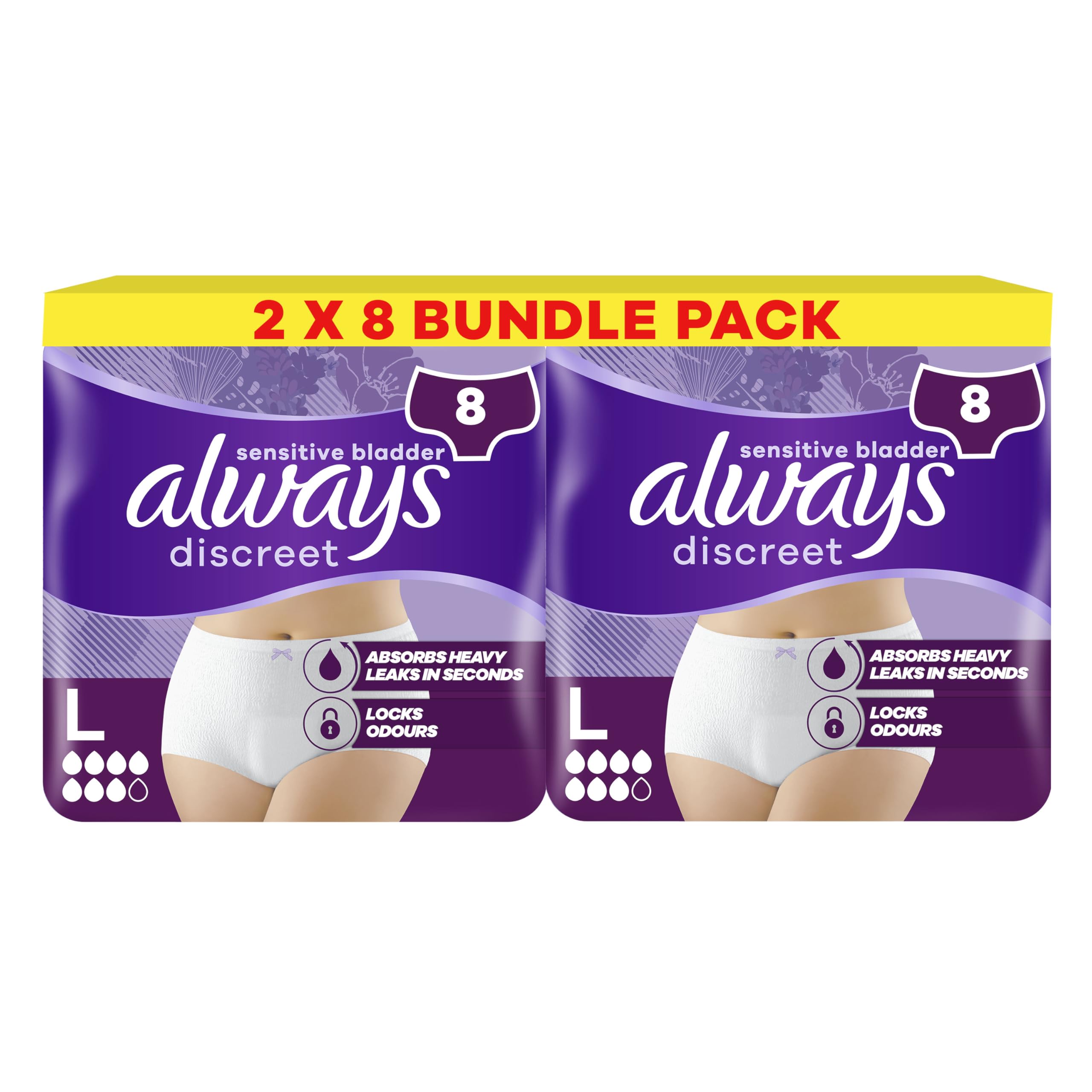 Always Discreet Heavy Incontinence Pants Plus Large 8CT CSx2