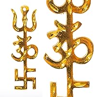 Vista 3 de Brss Trishakti Escultura religiosa espiritual india antigua decoración auspiciosa para colgar en la pared de la puerta, obra de exhibición