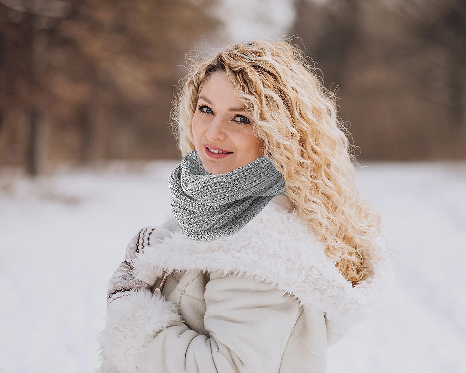 TINKUY PERU Chunky Knitted Scarves, Soft Authentic Peruvian Alpaca Wool Infinity Snood Scarf for Winter, Unisex, One Size, - Image 2