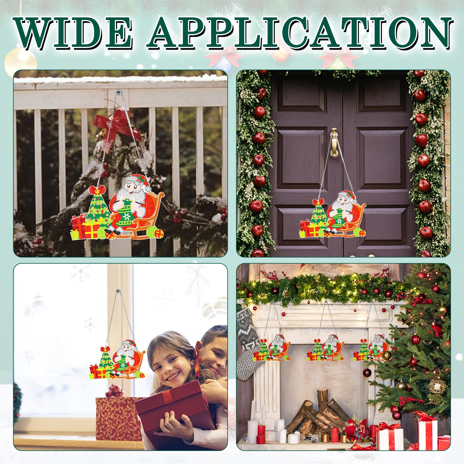 Diamond Painting Weihnachtsdeko DIY Set – Doppelseitiger Kranz-Anhänger Mit Kette