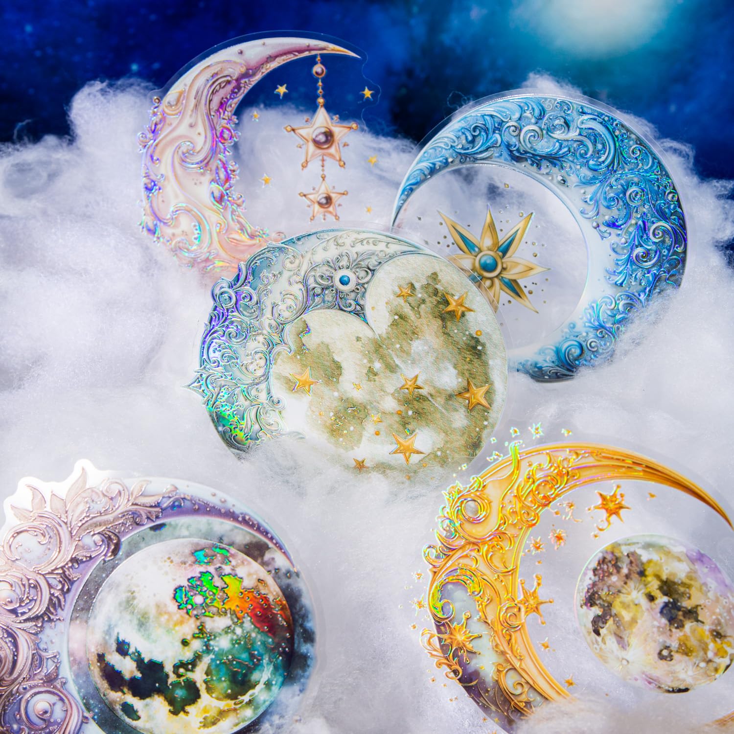 Moon☆ Amazon.com: Yoksas 36Pcs Large Holographic Fantasy Moon