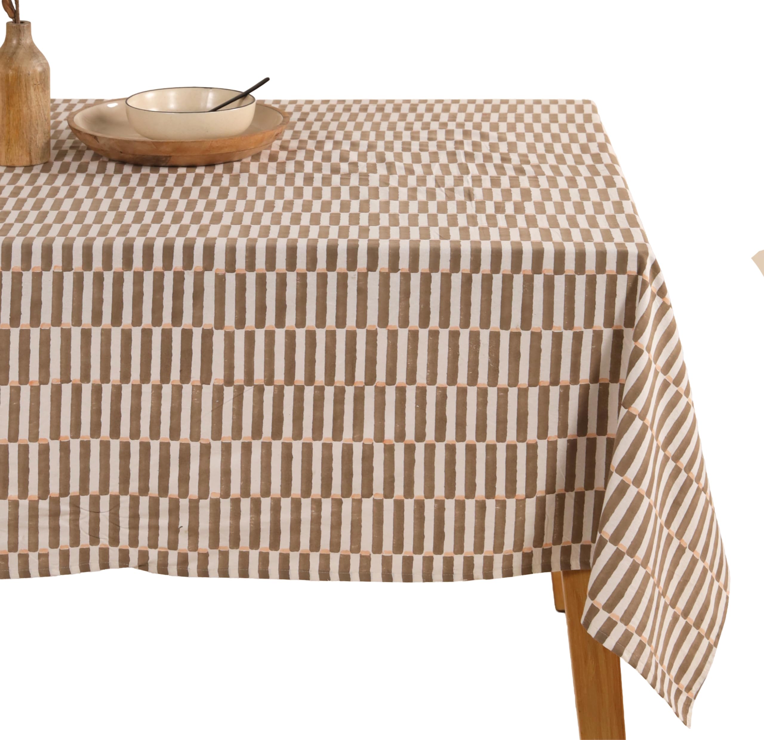 Photo 1 of Maison De Blocs Hand Block Printed Cotton Tablecloth, Grey, 60" x 90"