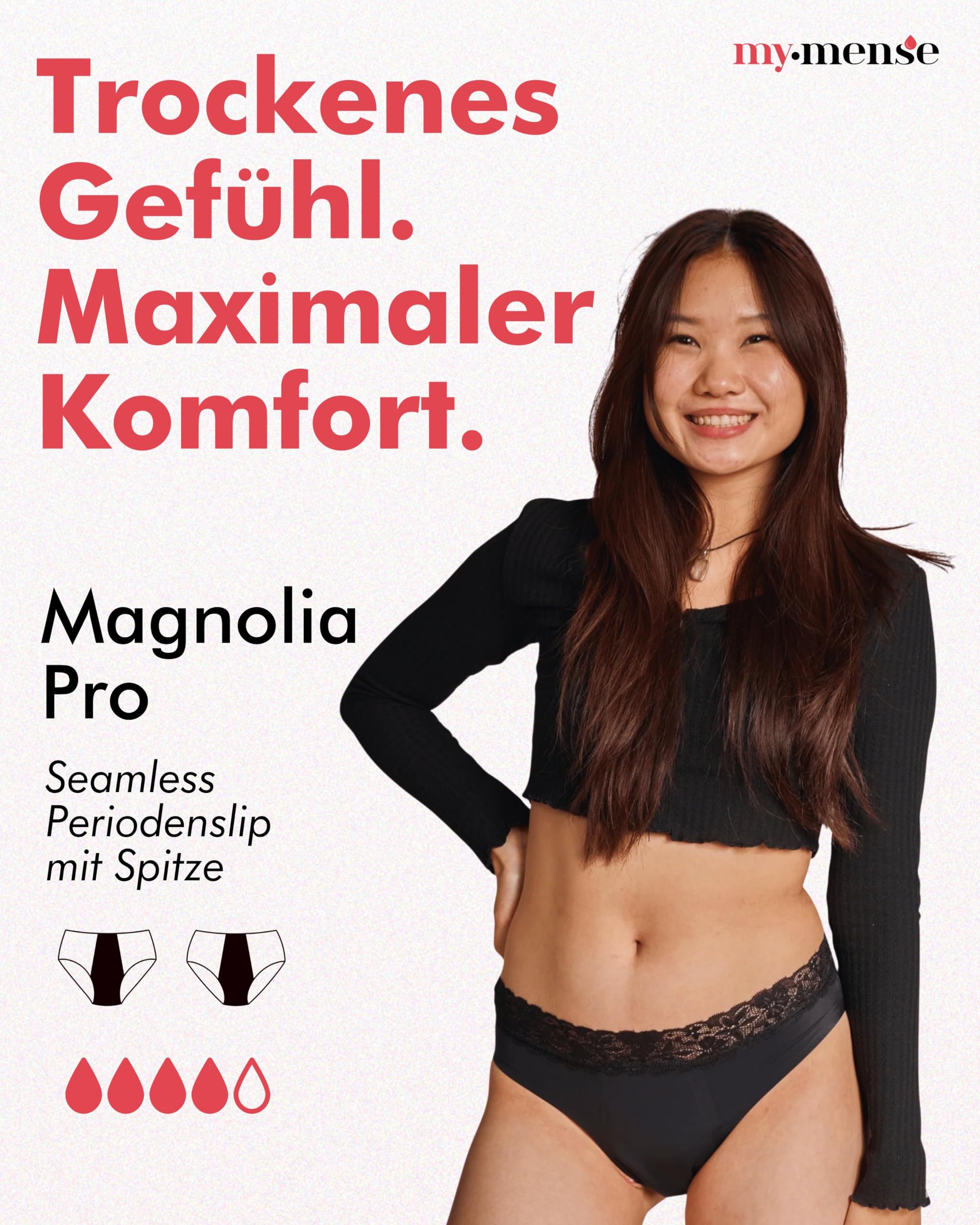 Seamless Periodenslip Magnolia Pro I Größen 30-52 I Periodenunterwäsche mit starker Saugkraft, ersetzt bis 4 Tampons & 12h Schutz I Ultradünn, auslaufsicher & nahtlos I Für starke Tage & Nacht