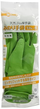 Amazon 三興化学工業 みのり手袋 家庭用 グリーン Mk Iii ゴム手袋 産業 研究開発用品 通販