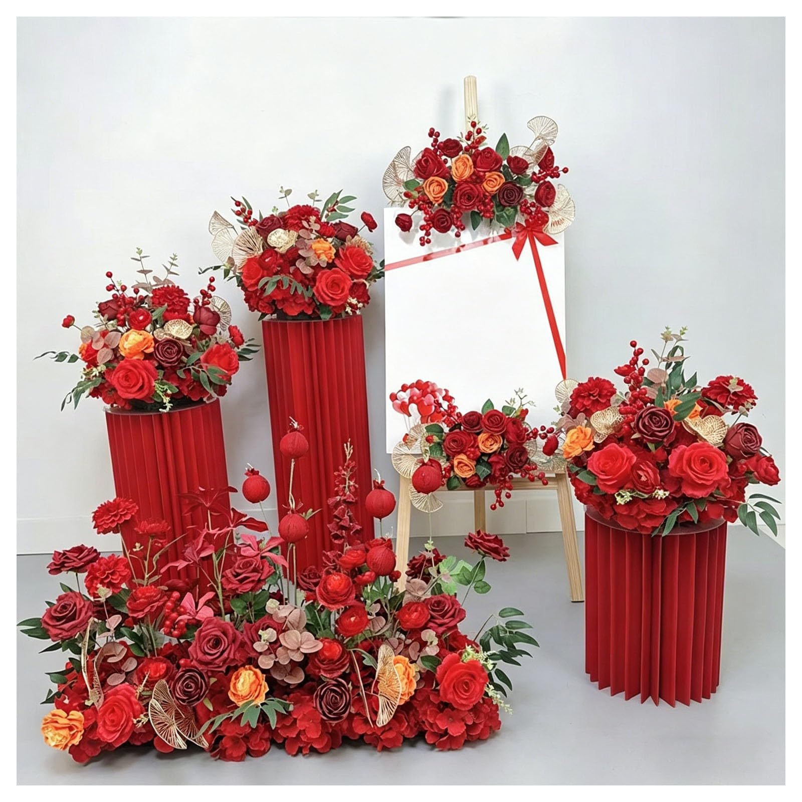 Garden Decoration Flowers Artificial Wedding Flowers Faux Floral Arrangement, Multiple Styles Fake Flowers, For Wedding Aisle, Bridal Room, Hotel Lobby, Window Display, Engag(Size:6-piece set,Color:B)