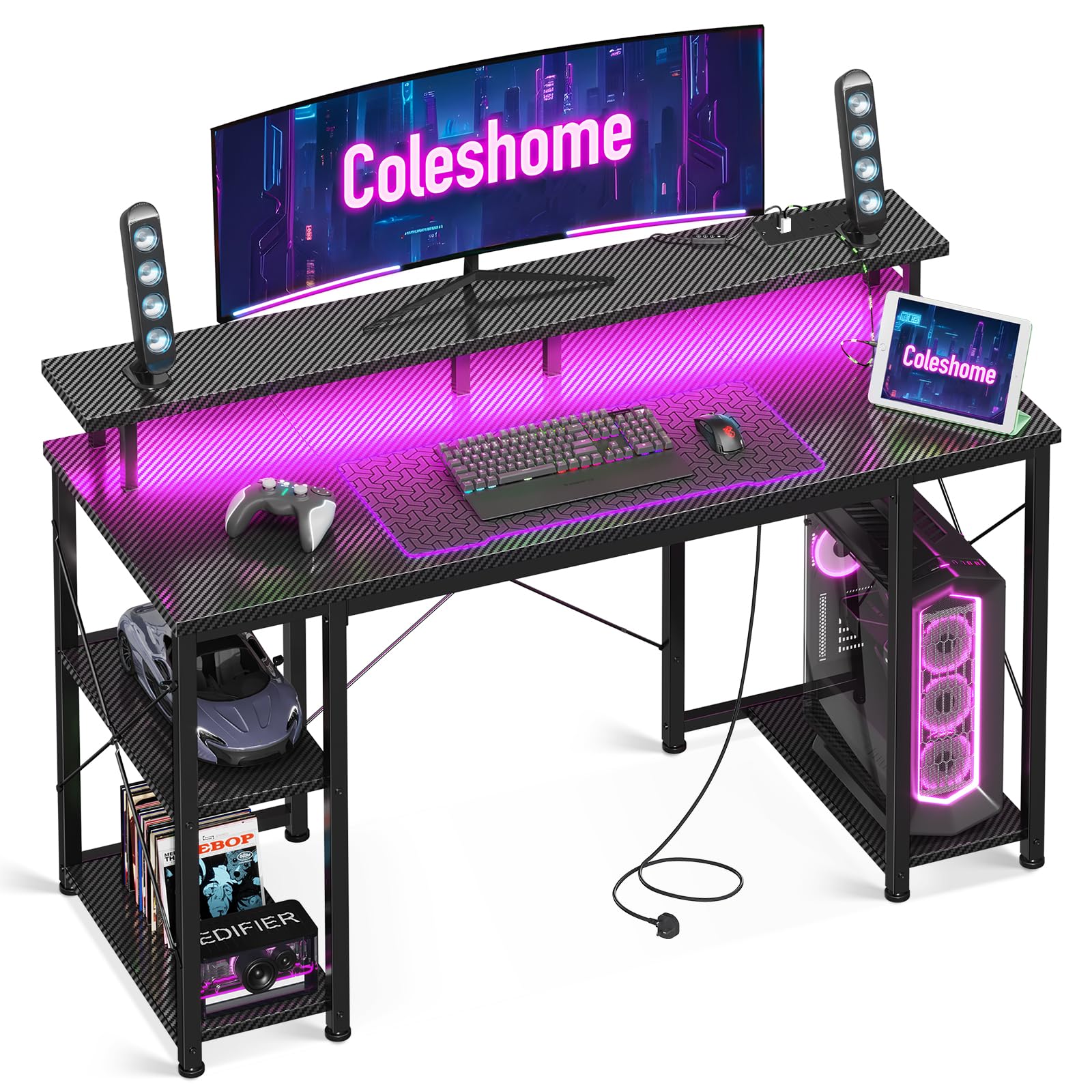 Coleshome Gaming Desk with LED Lights, Review – Best Value for Money?