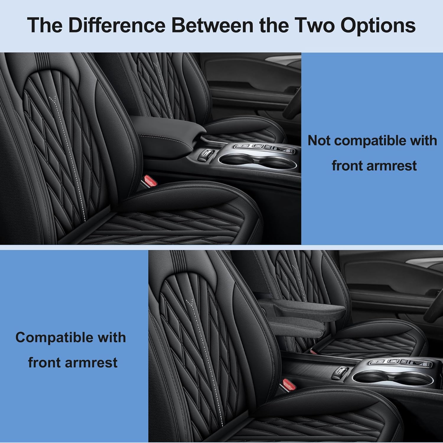 AOMSAZTO Seat Covers Fit for Honda Ridgeline 2017-2023: Crew Cab Truck Car Seat Covers Faux Leather Full Set Pickup Seat Cushion Protector - Front Seats Compatible with Armrests(5 Seats, Blackline)