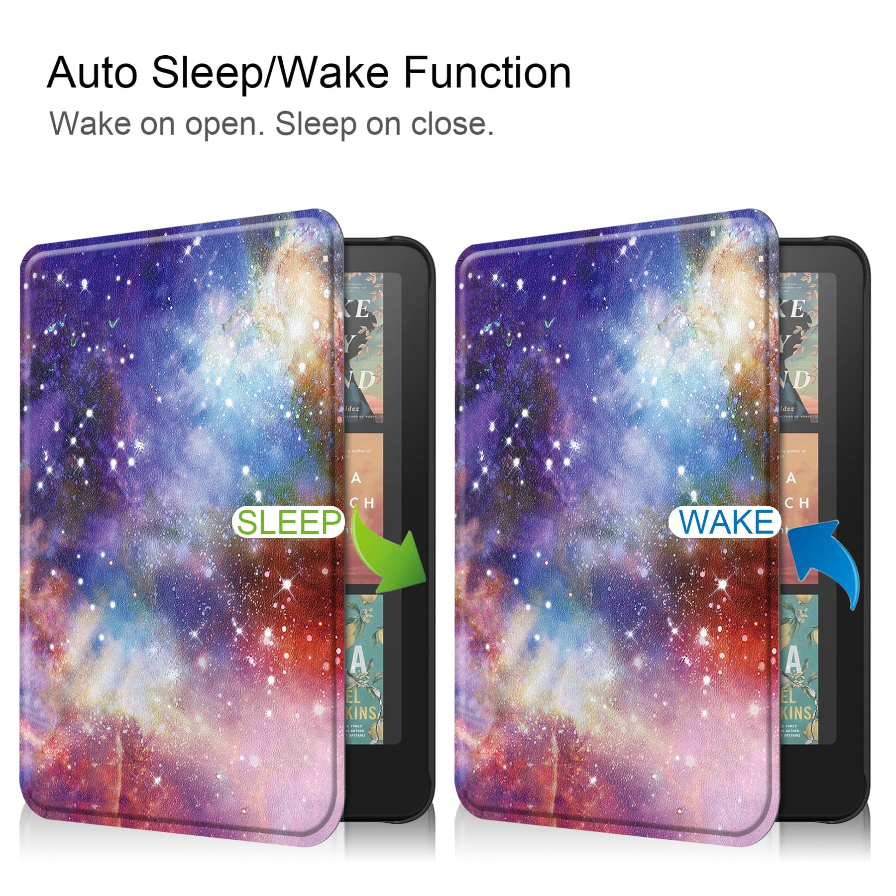 UUcovers Schutzhülle für Kindle Paperwhite (12. Generation, 2024) und Kindle Colorsoft Signature Edition, ultradünn, leicht, PU-Leder, Schutzhülle mit automatischer Sleep/Wake-Funktion, bunte Galaxie