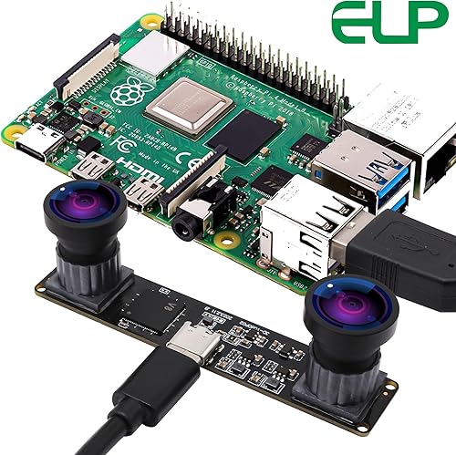Miniatura 4 de ELP Cámara USB de doble lente de 4 MP, gran angular, 1080P 60 fps, Lightburn, mini UVC USB2.0 grabador láser módulo de cámara para computadora y