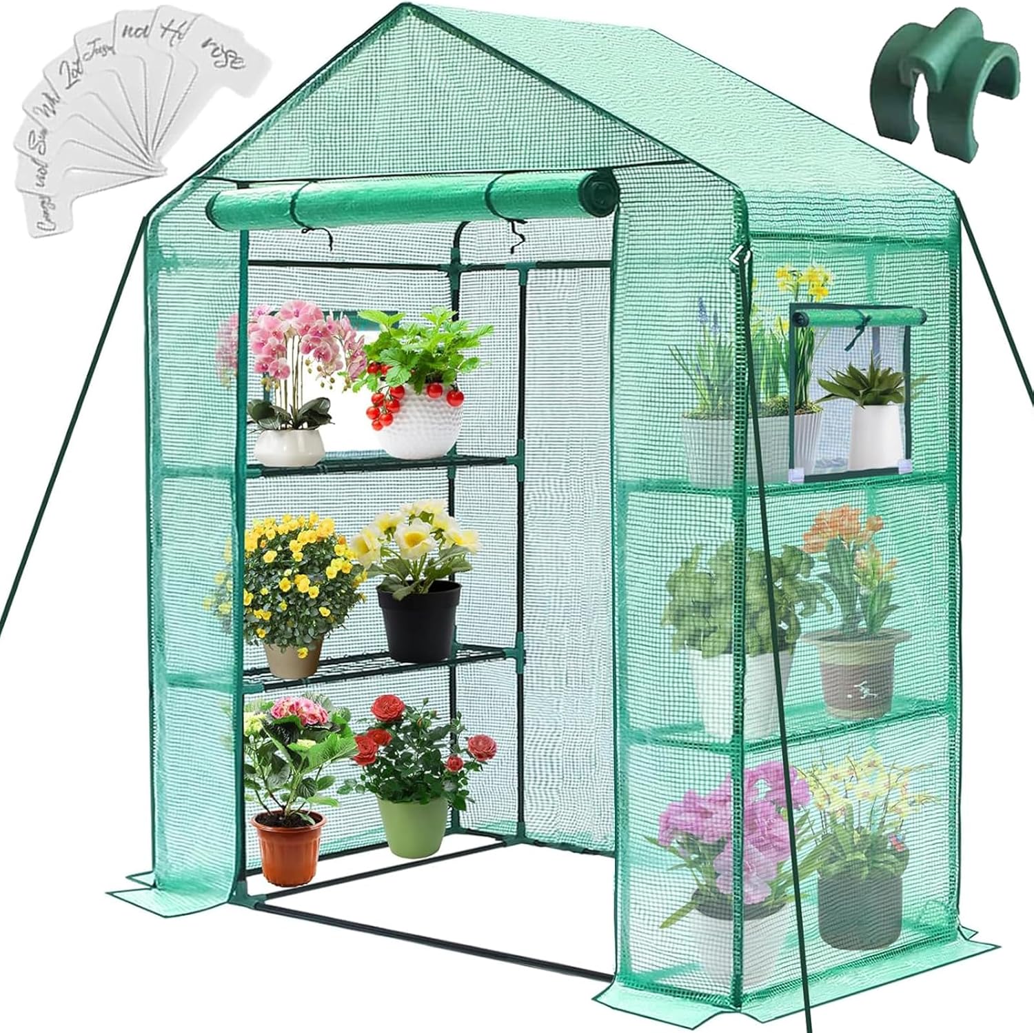 (Similar item). Greengro Greenhouse, 28 x 57 x 76'' Greenhouses for Outdoors, Small Plant Green House with Screen Windows, 3 Tiers 4 Shelves, Durable PE Cover, Plastic Portable Wall in Greenhouses for Outside Indoor
