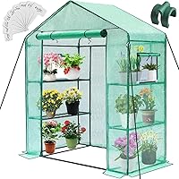 Greengro 28x57x76'' Portable Walk-In Greenhouse: 4-Tier Shelves, Durable PE Cover, Screen Windows for Outdoor/Indoor Plants