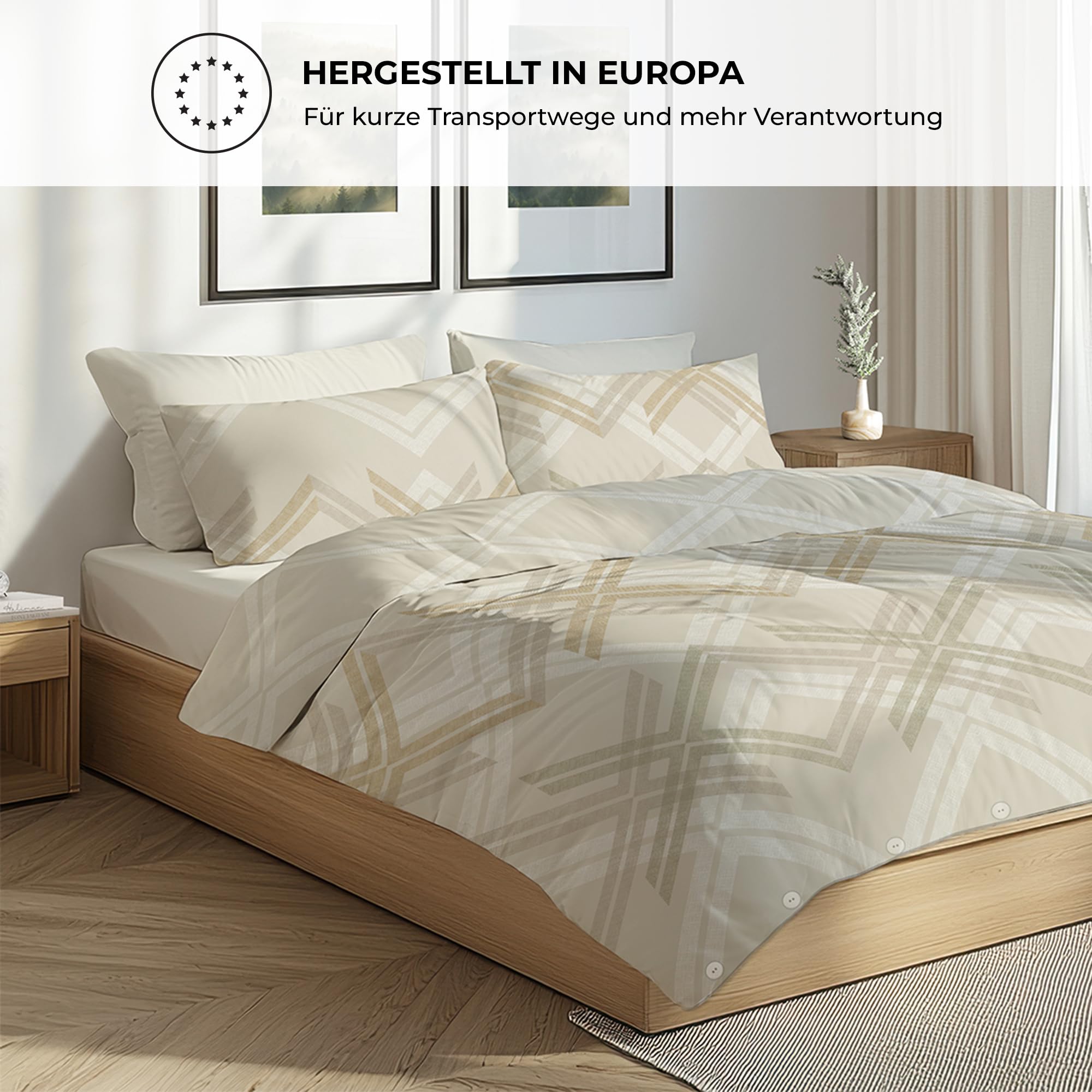 Pościel premium 135 x 200 4-częściowy komplet pościeli 135 x 200 cm z 2 poszewkami na poduszkę 80 x 80 cm, 2 x poszwa na kołdrę, oddychająca bawełna z zamkiem błyskawicznym, komplet pościeli