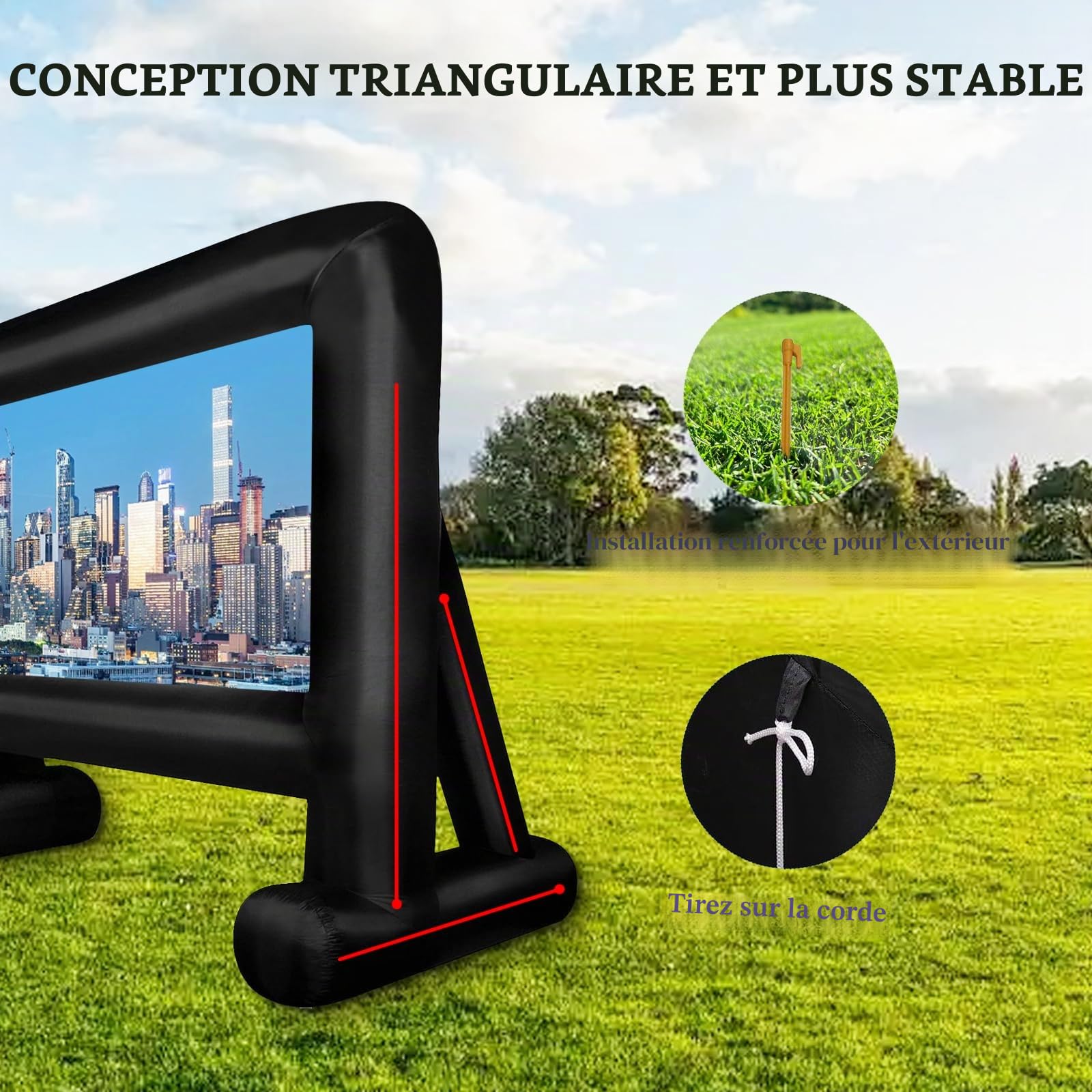 Écran de cinéma Gonflable de 4,3 m - Idéal pour Le Plein air