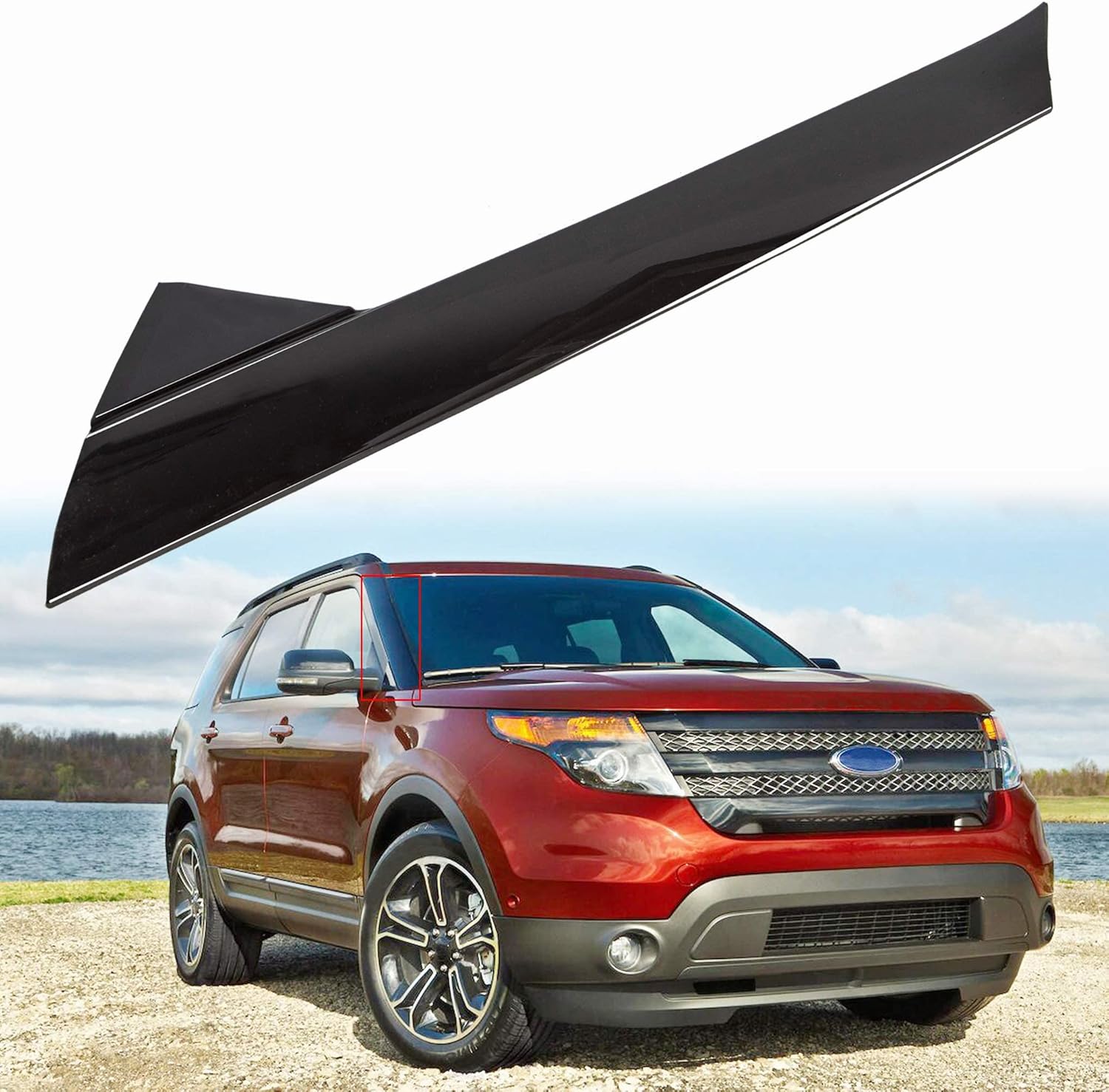 PartsFlow Windshield Outer Molding Trim Right Passenger Side for 2011 2012 2013 2014 2015 2016 2017 2018 2019 Ford Explorer