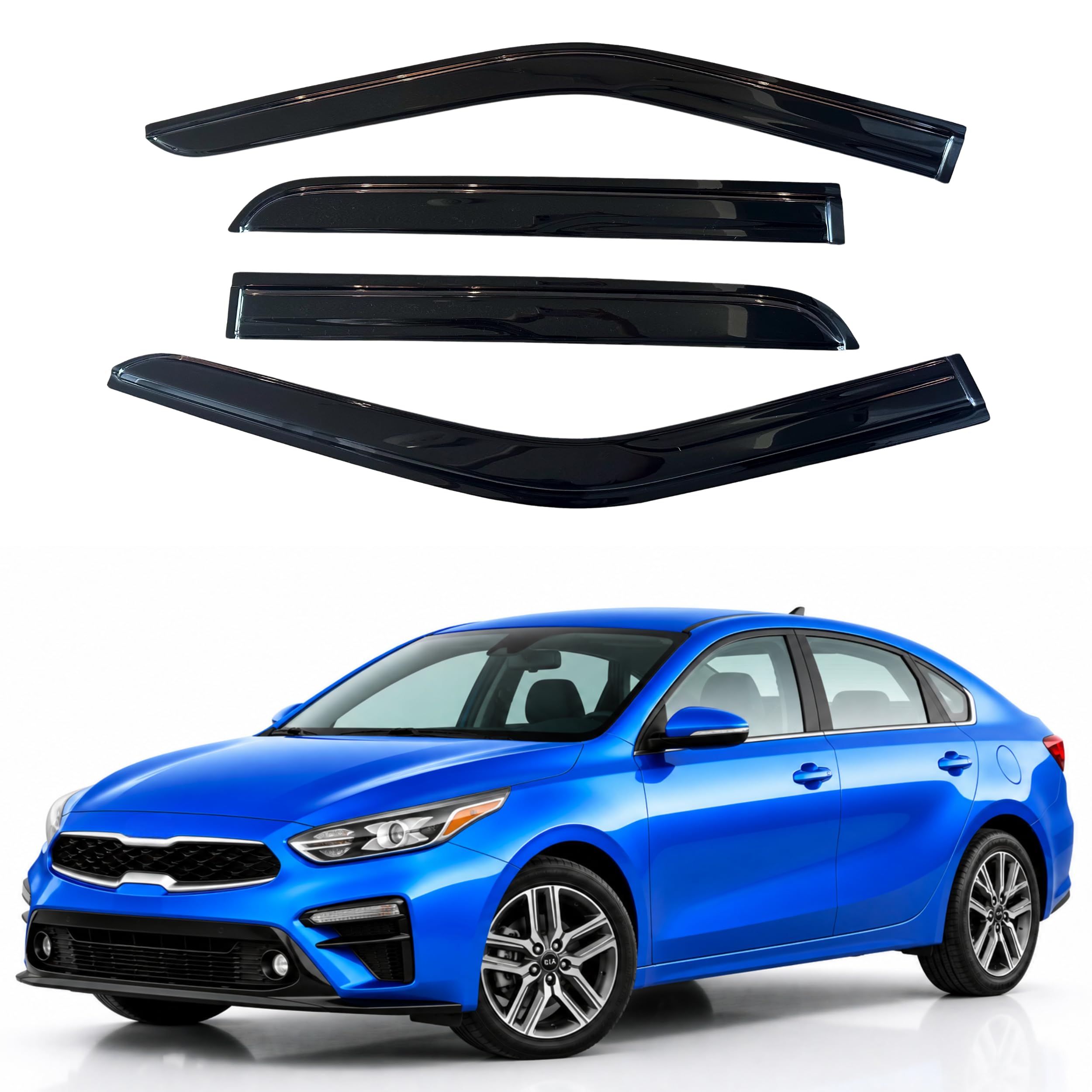 IG Window Visors Fit for 2019-2024 Kia Forte, Out-Channel Rain Guards Vent Wind Deflectors 4PC, Car Accessories for 19-24 Forte (Excludes Hatchback)