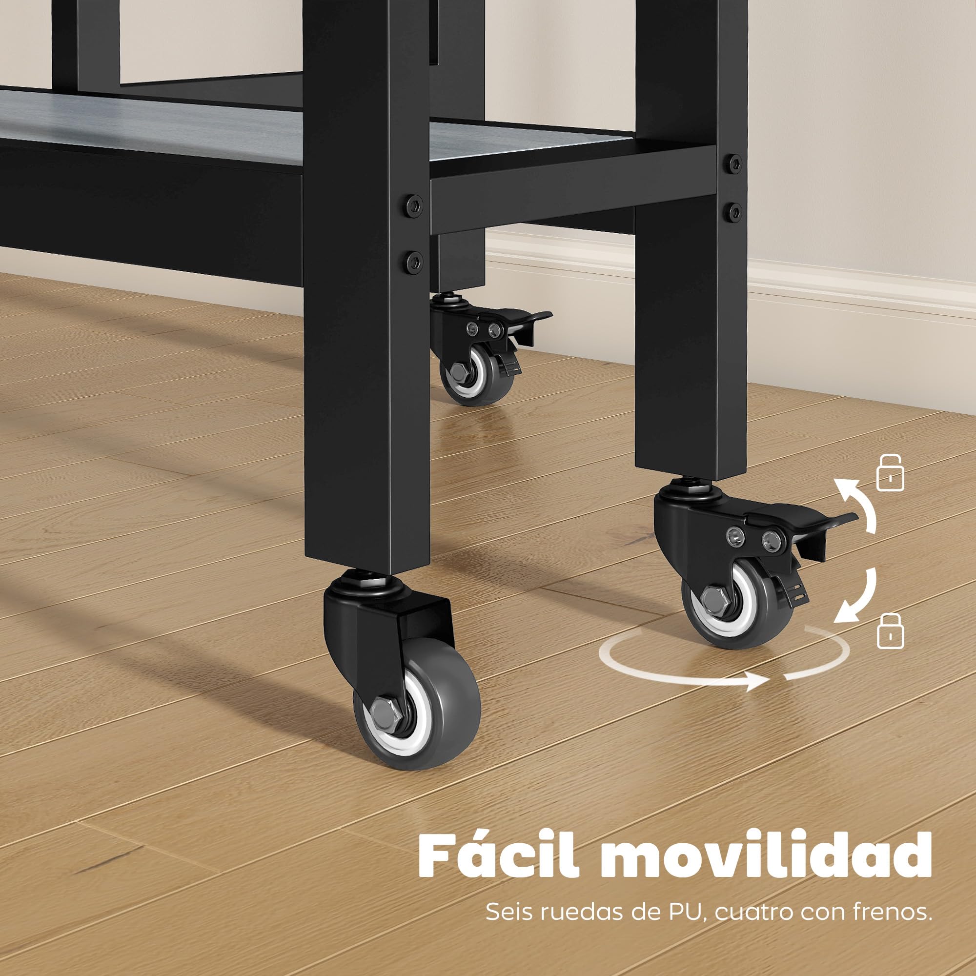 HOMCOM Mesa Plegable de Comedor con Ruedas 100x100x75 cm Gris Cemento | 2-4 Personas, Mesa de Cocina Plegable, Alas Abatibles, Estante Abierto, Salón
